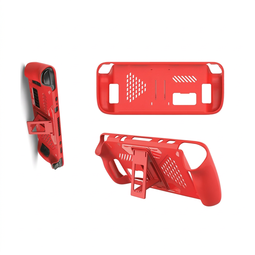 Anti Slip Protective Case with Stand for Steam Deck Console - Red product image