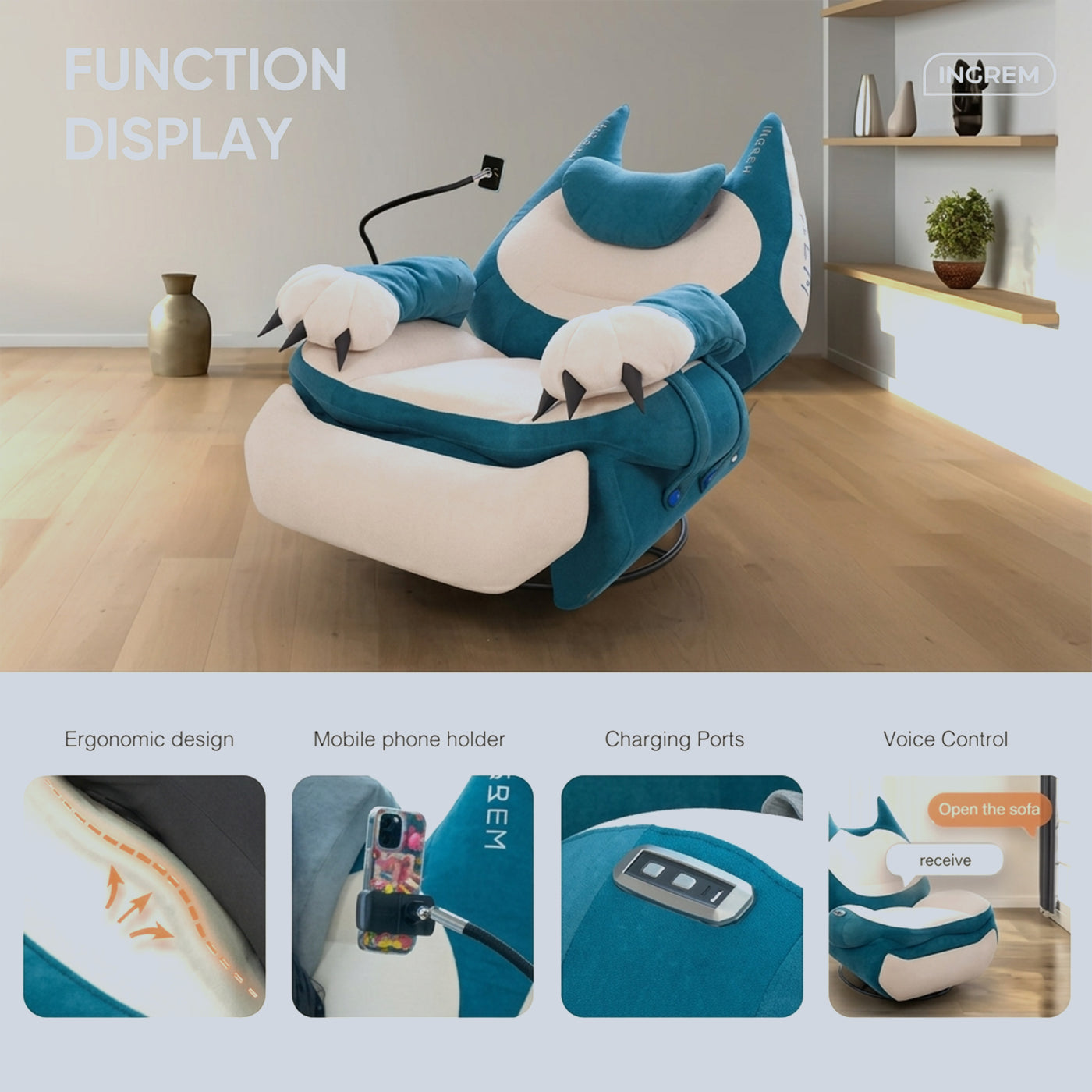 Ingrem Power Smart Sofa Recliner - Orange additional product image