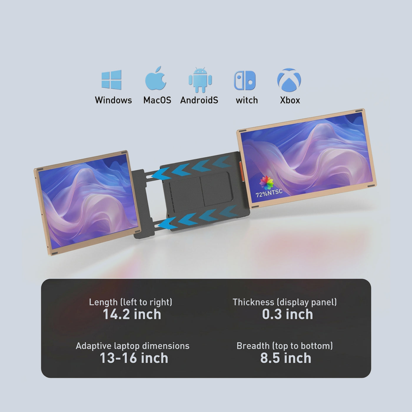 Gamvity S6 Triple Screen Laptop Screen Extender product image
