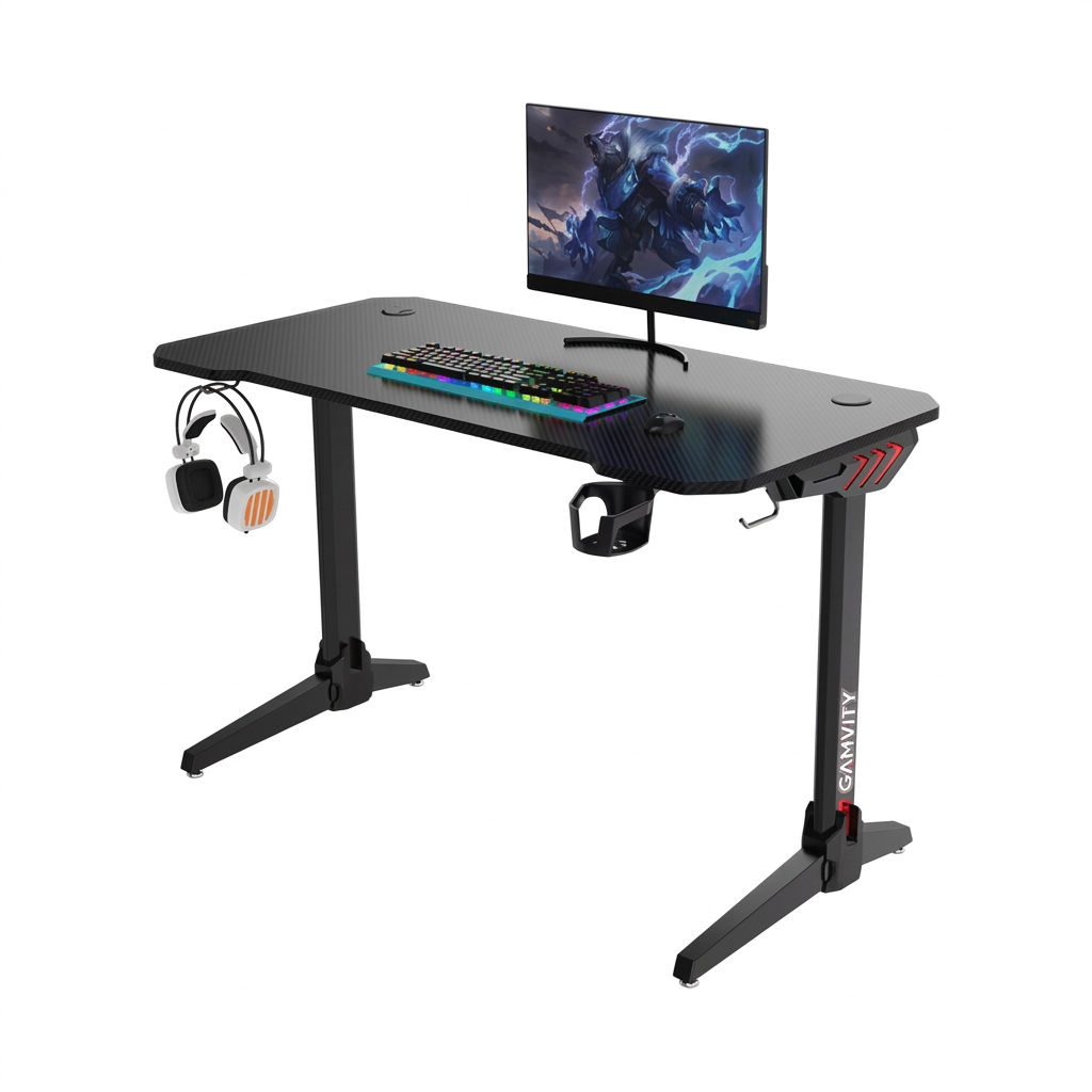 Gamvity Professional Gaming Desk with RGB Led Lights - Black product image