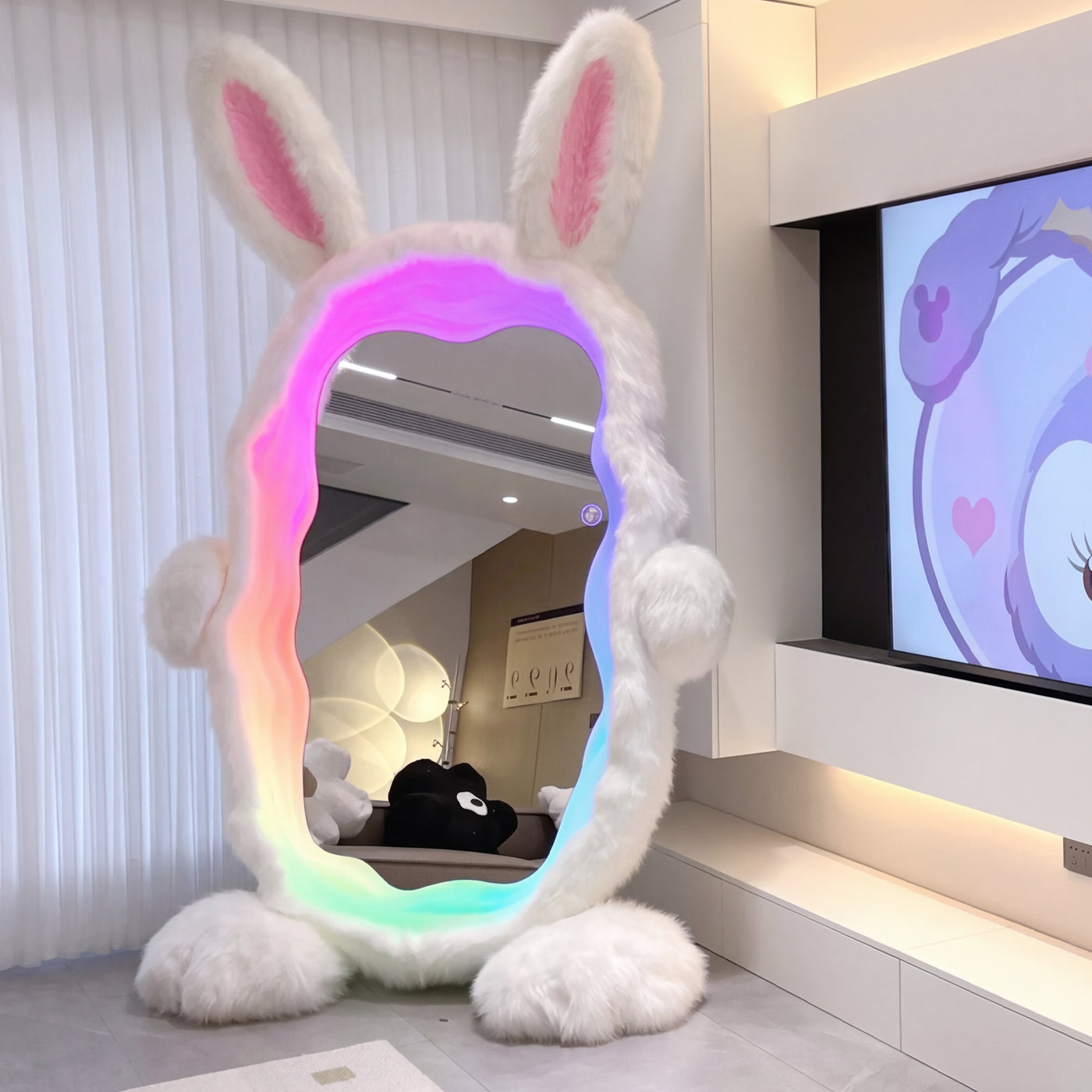 Ingrem Glowing Magic Bunny Mirror RGB Led Full-Length Vanity Mirror