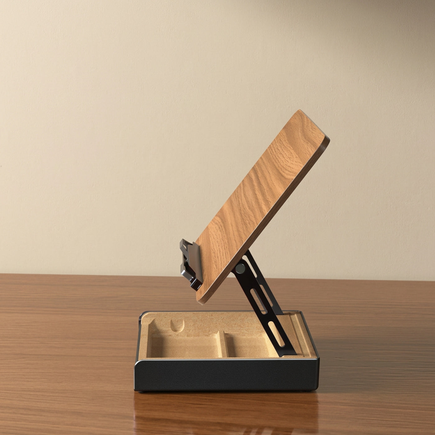 Gamvity Multi-Function Adjustable Wooden & Aluminum Laptop Stand Storage Base