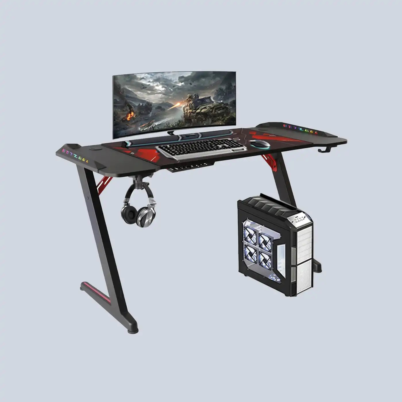 Gamvity Z Shaped Gaming Desk 1200*600 - Carbon Fiber Black product photo