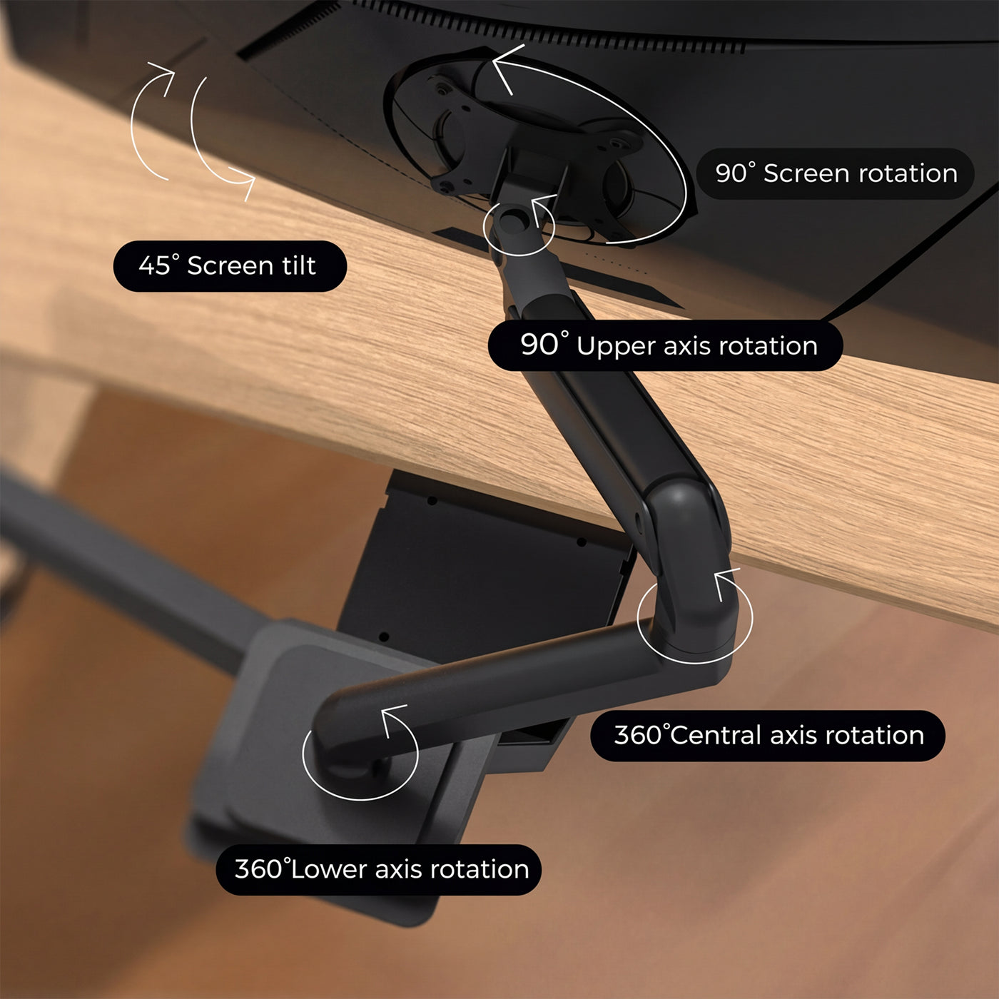 Ingrem Left Rudder Adjustable Height Standing Desk with Monitor Arm