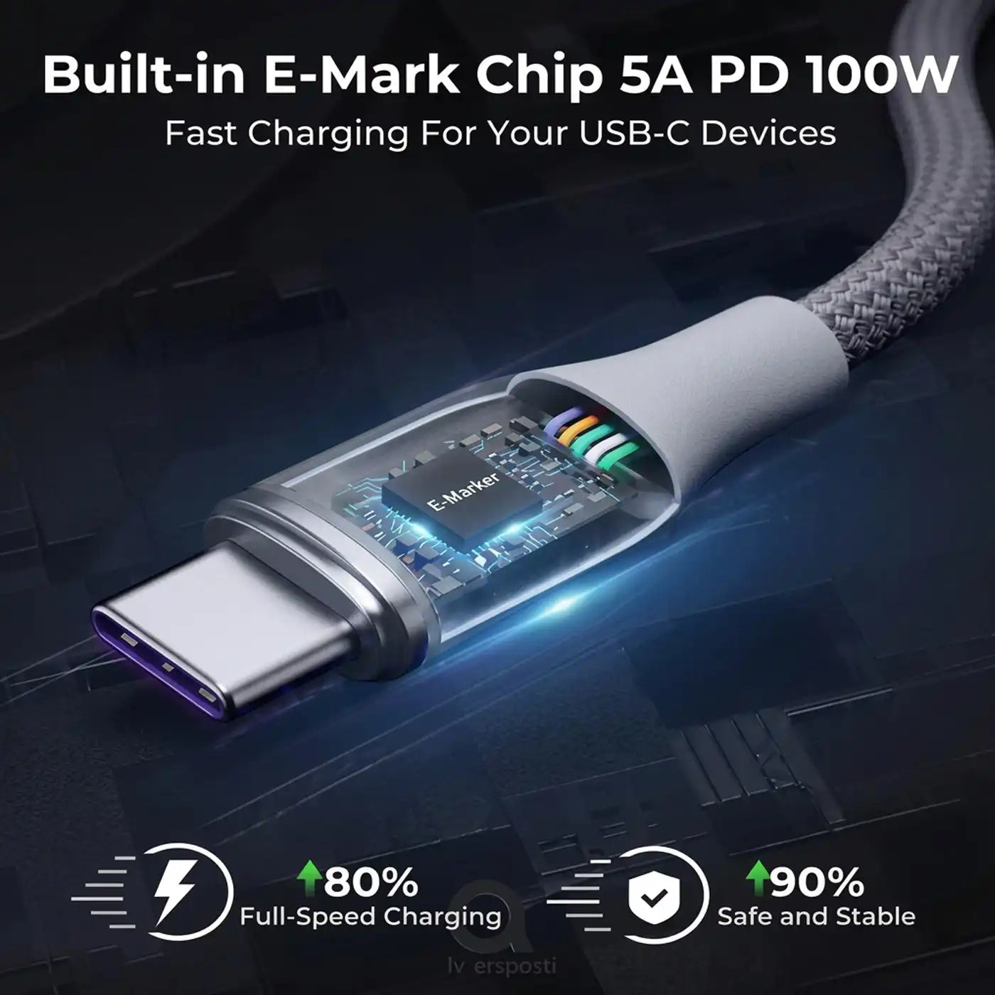 Voltme Powerlink USB C to USB C 1 8M 5A 100W Cable - Blue product image