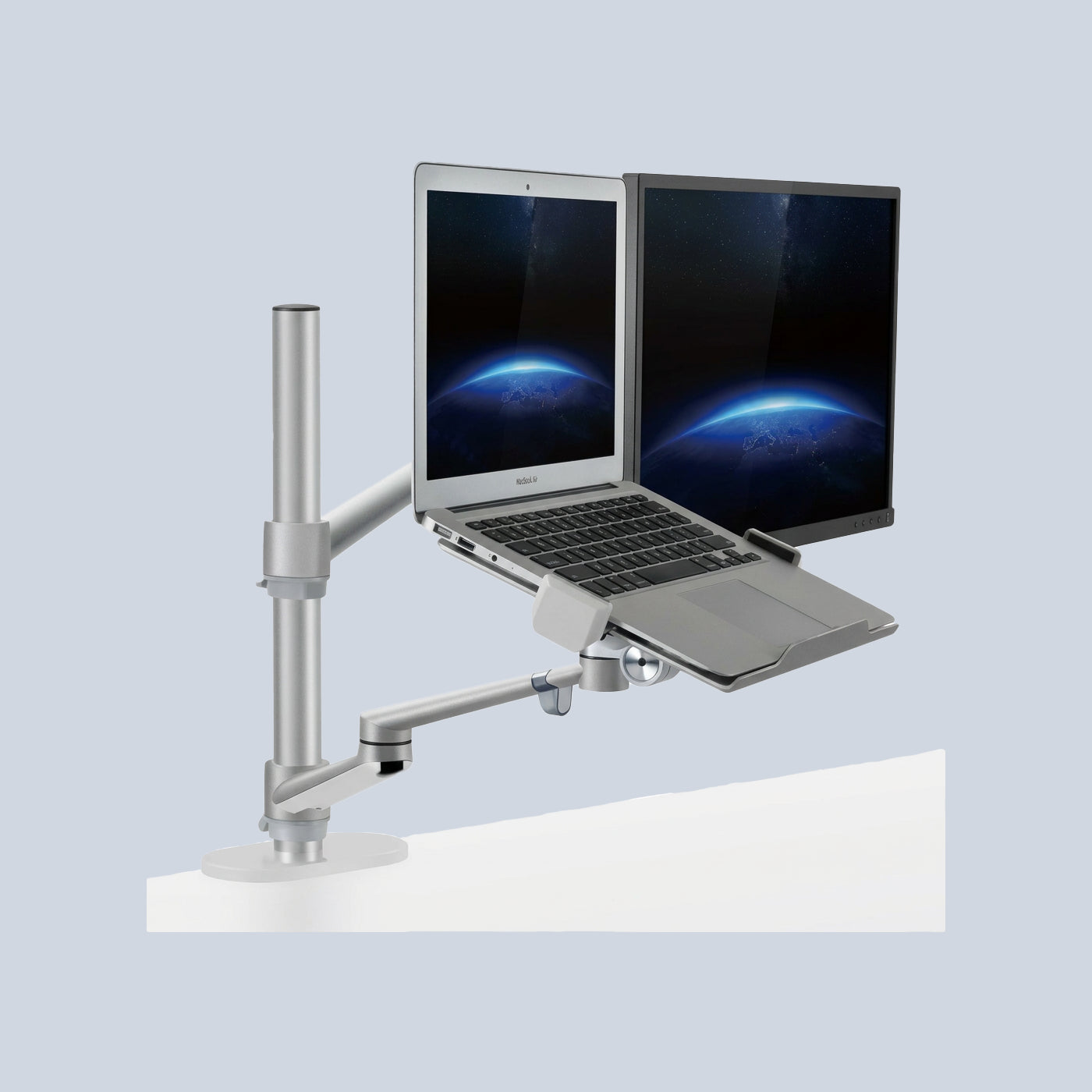 Gamvity OLL-3L Aluminum 2 in 1 Stand 17" - 27" Each Arm upto 6 KG - Silver