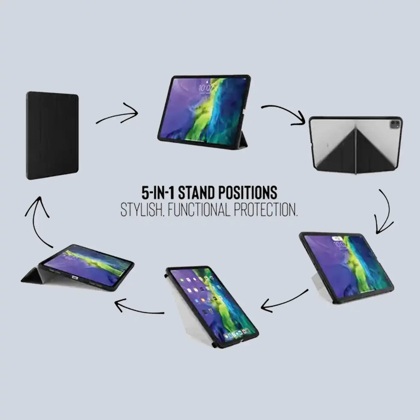 Pipetto  iPad Pro 11 Origami Pencil case 5th Gen case- Black