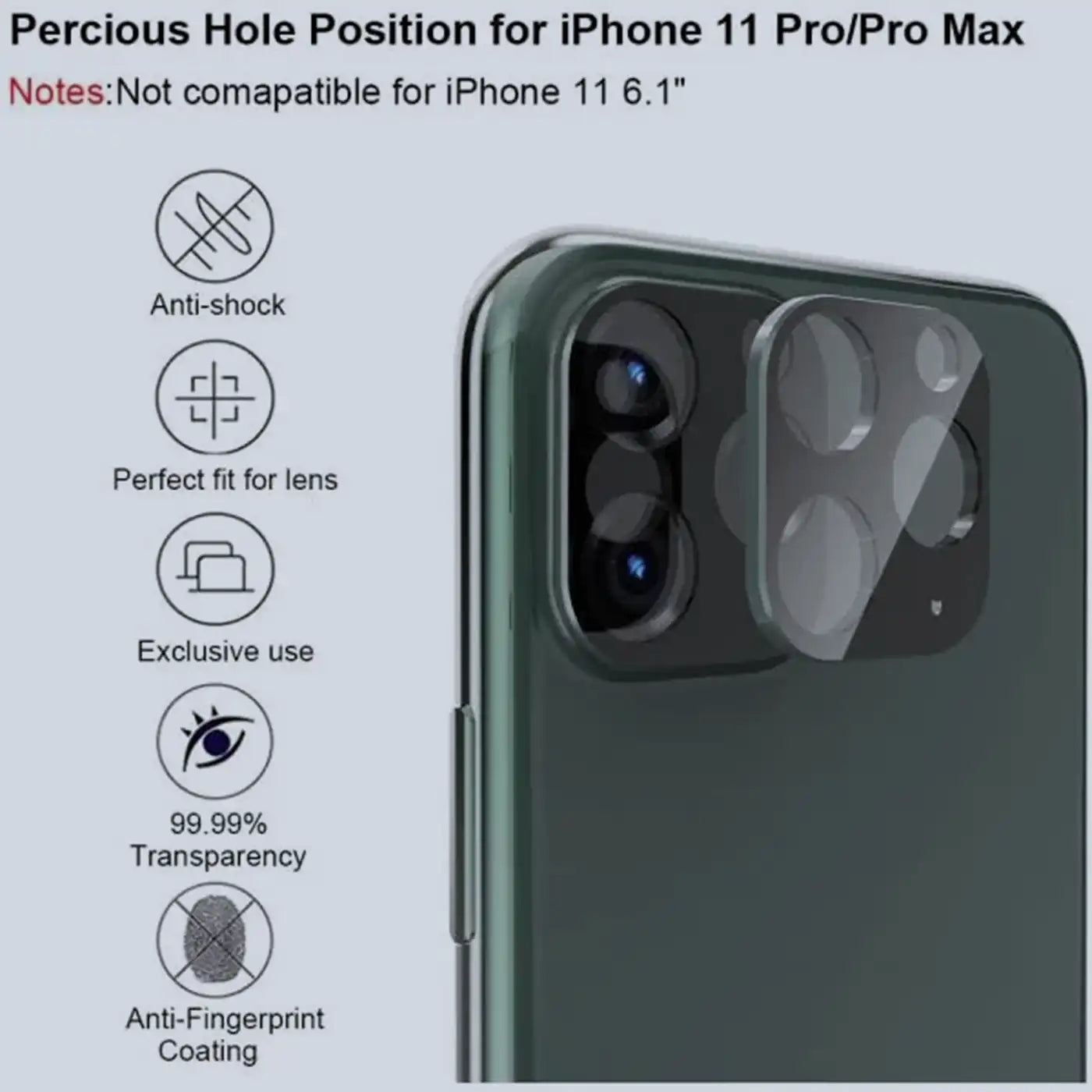 ⁦Grip2u Camera Lens Screen Protector⁩ لـ ⁦iPhone 11 Pro/11 Pro Max (Midnight Green)⁩
