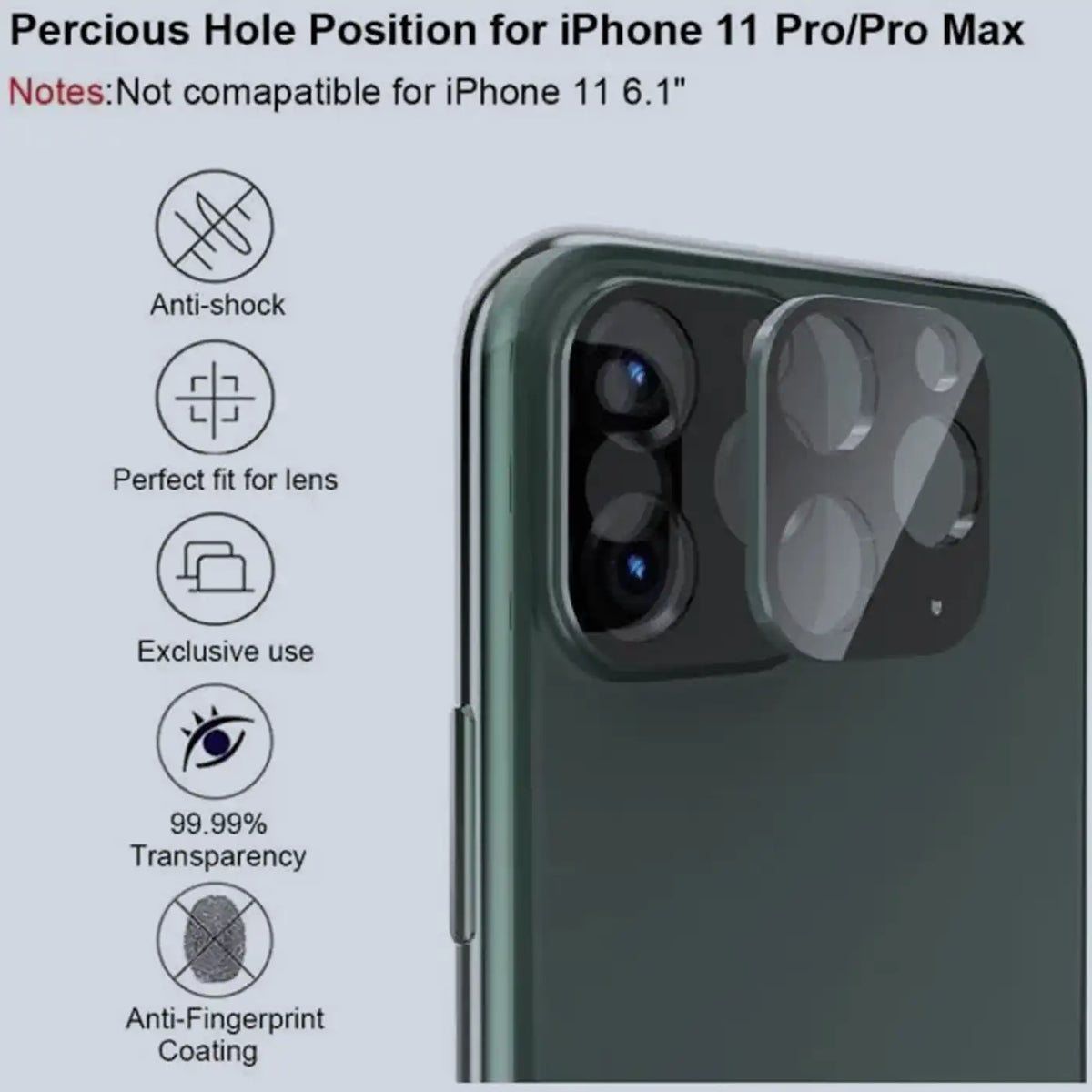 ⁦Grip2u Camera Lens Screen Protector⁩ لـ ⁦iPhone 11 Pro/11 Pro Max (Midnight Green)⁩