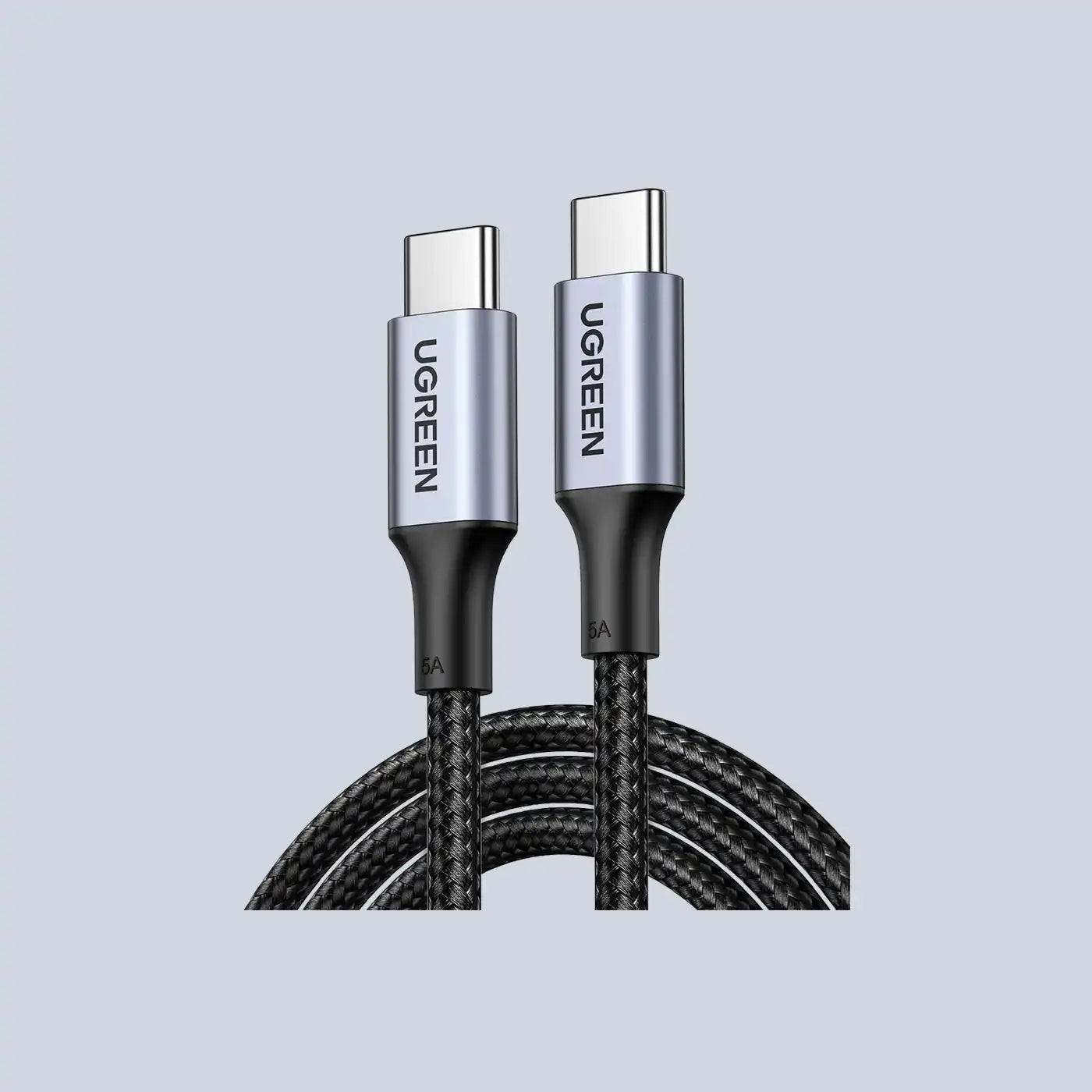 ⁦Ugreen USB-C 2.0 Round Cable⁩ بطول ⁦1⁩ متر (رمادي/أسود)
