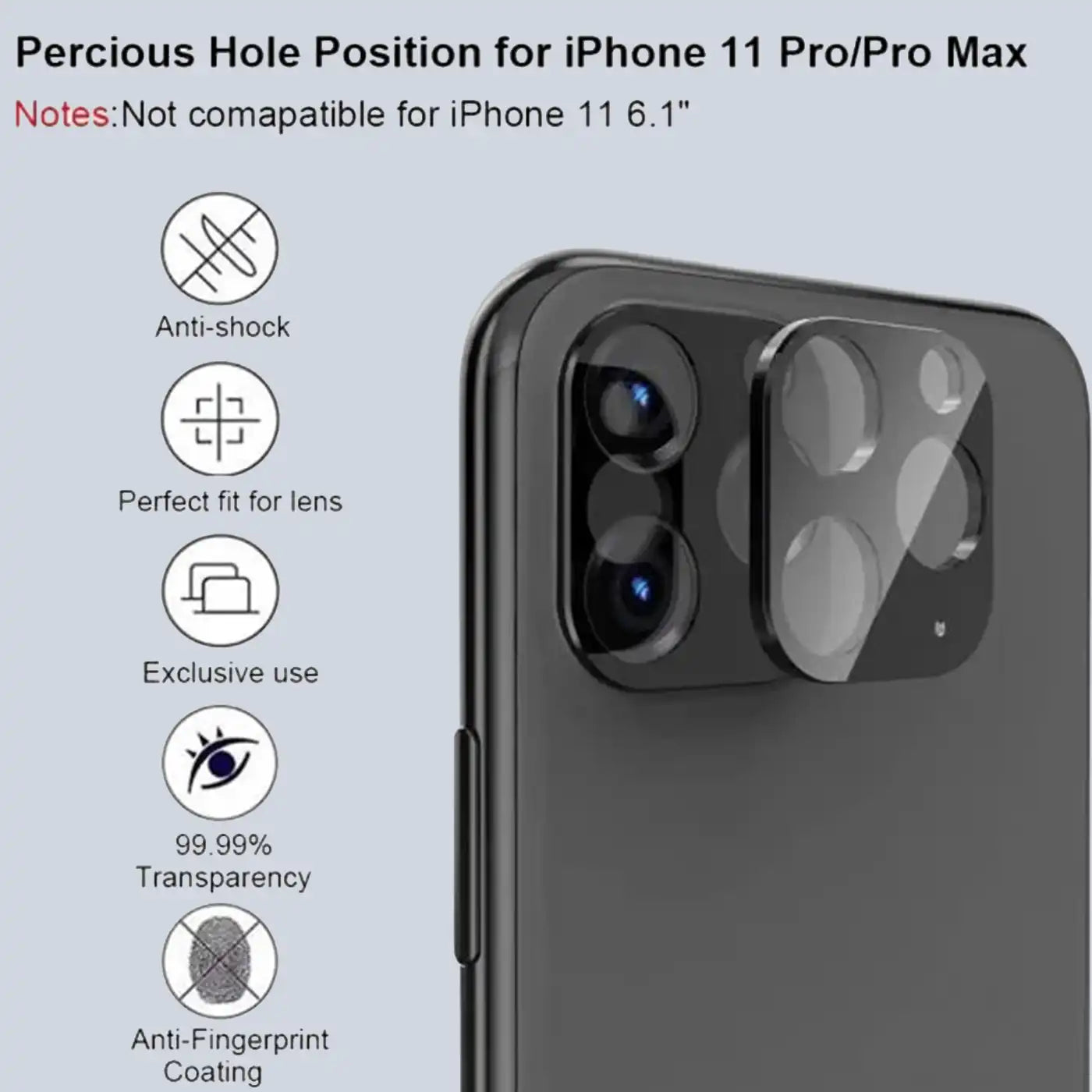 ⁦Grip2u iPhone 12 Camera Lens Screen Protector-Black⁩