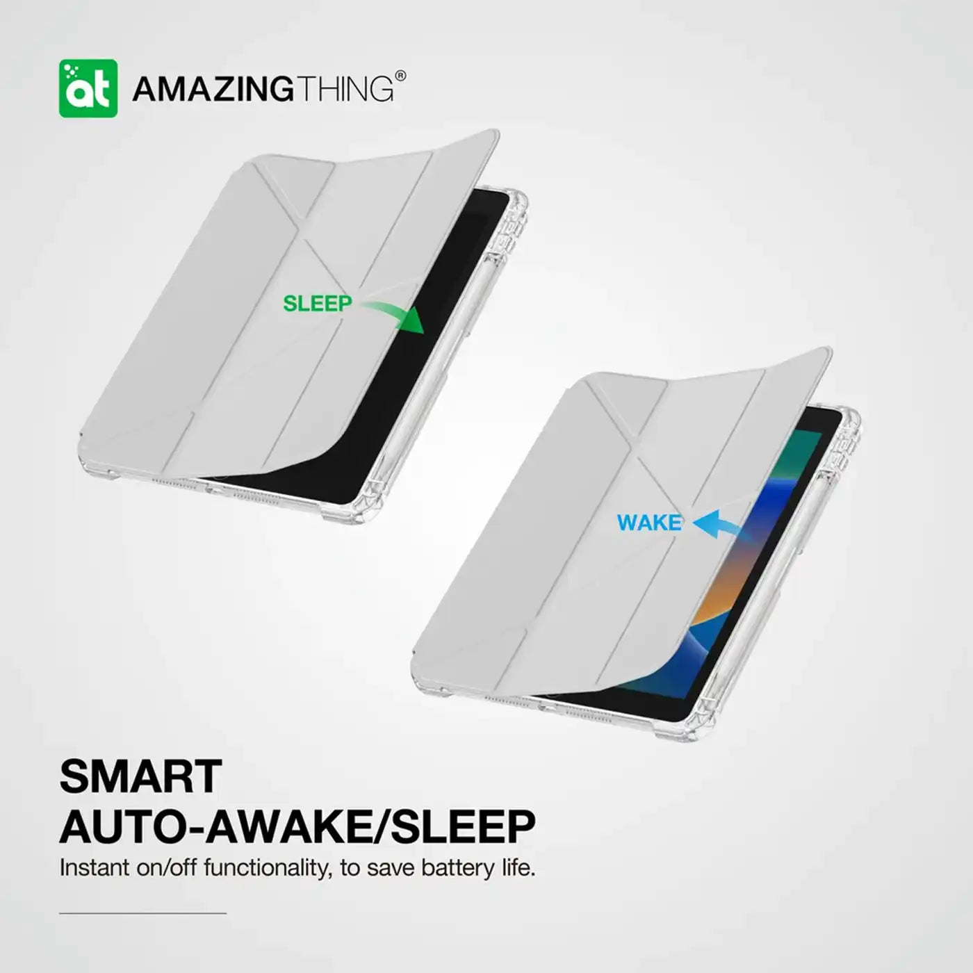 ⁦AmazingThing Minimal Detachable Protective Case 10.2 Ipad Gen 9/8/7 Gray⁩