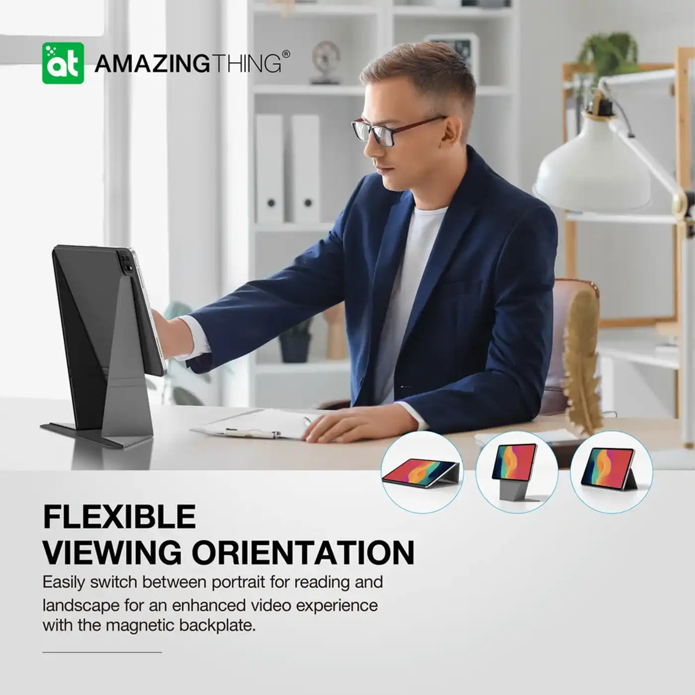 ⁦AmazingThing Matte Pro Mag Folio⁩ مع حامل ⁦10.9/11⁩ أسود