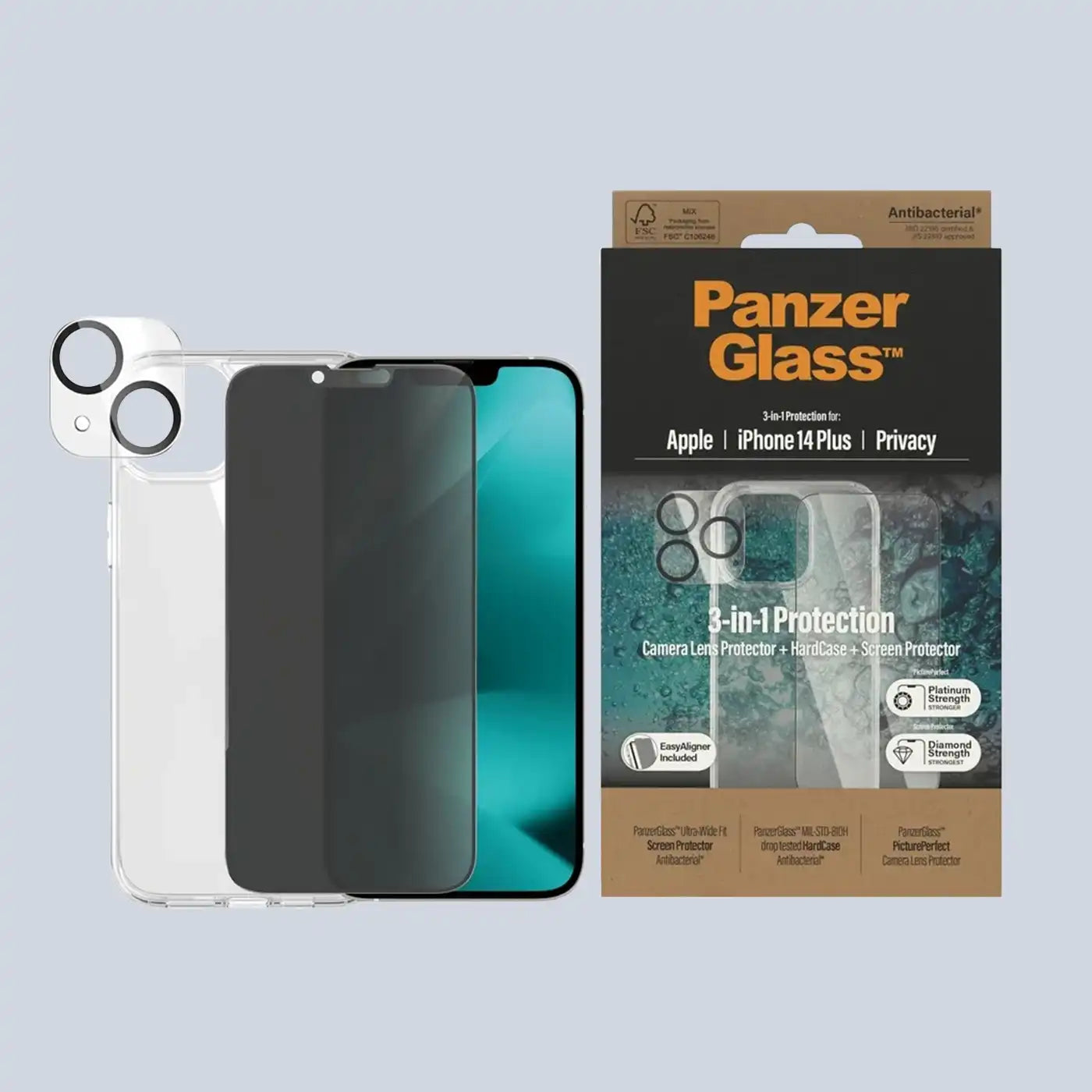 PanzerGlass iPhone 14 Plus Bundle of Panzer Case + Screen Protector + Camera Protector
