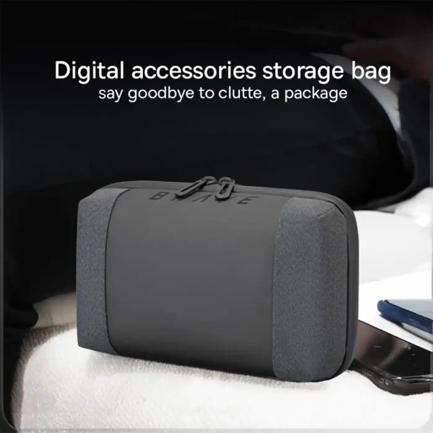 Brave Tech Pouch Organizer  Multiple Compartments - Black
