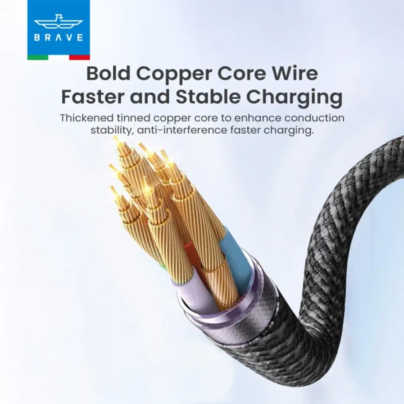 ⁦Brave Braided Data Cable Usb C to Lightning -1m⁩