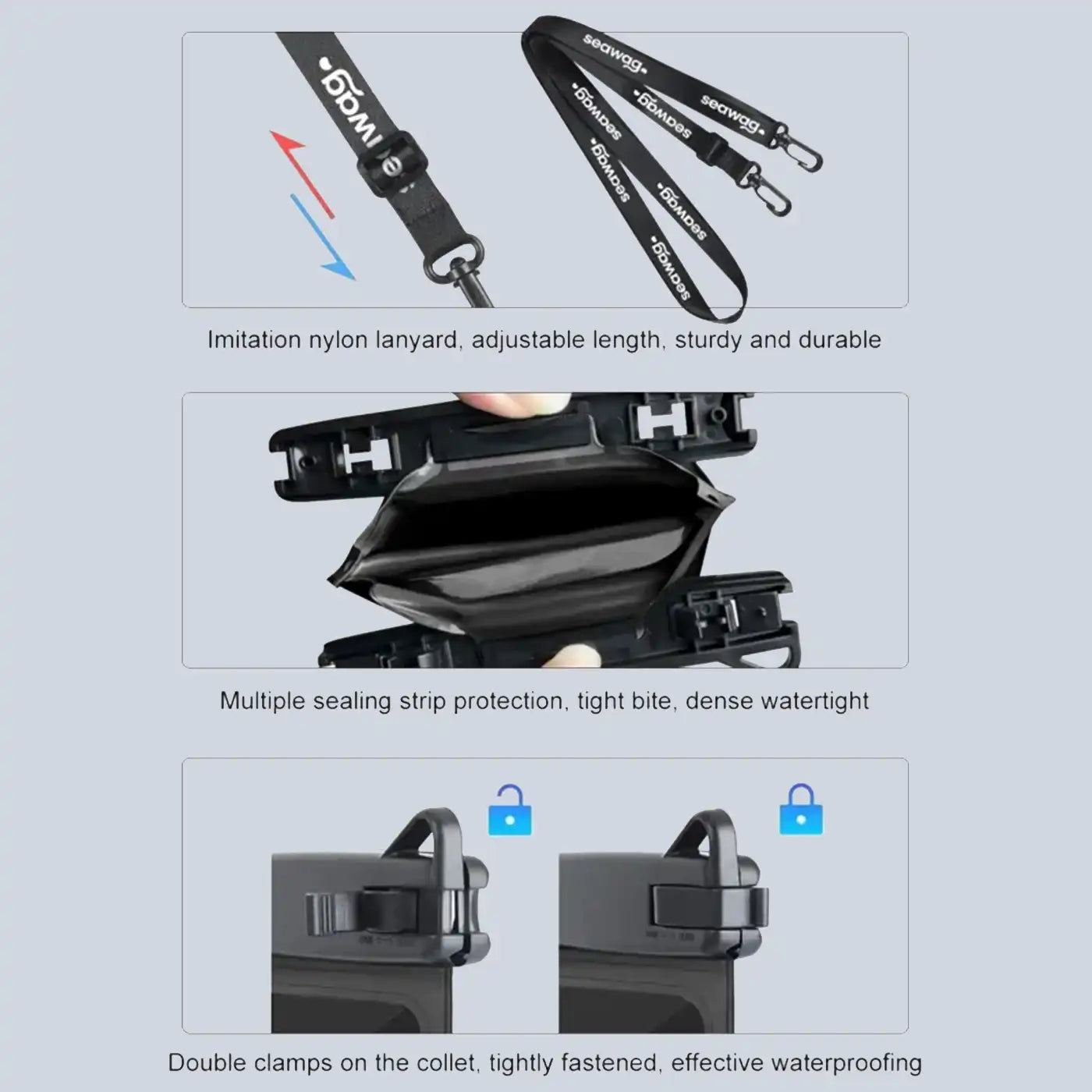 Seawag PLUS 7.5" IPX8 Waterproof Phone Case with Dual Pockets
