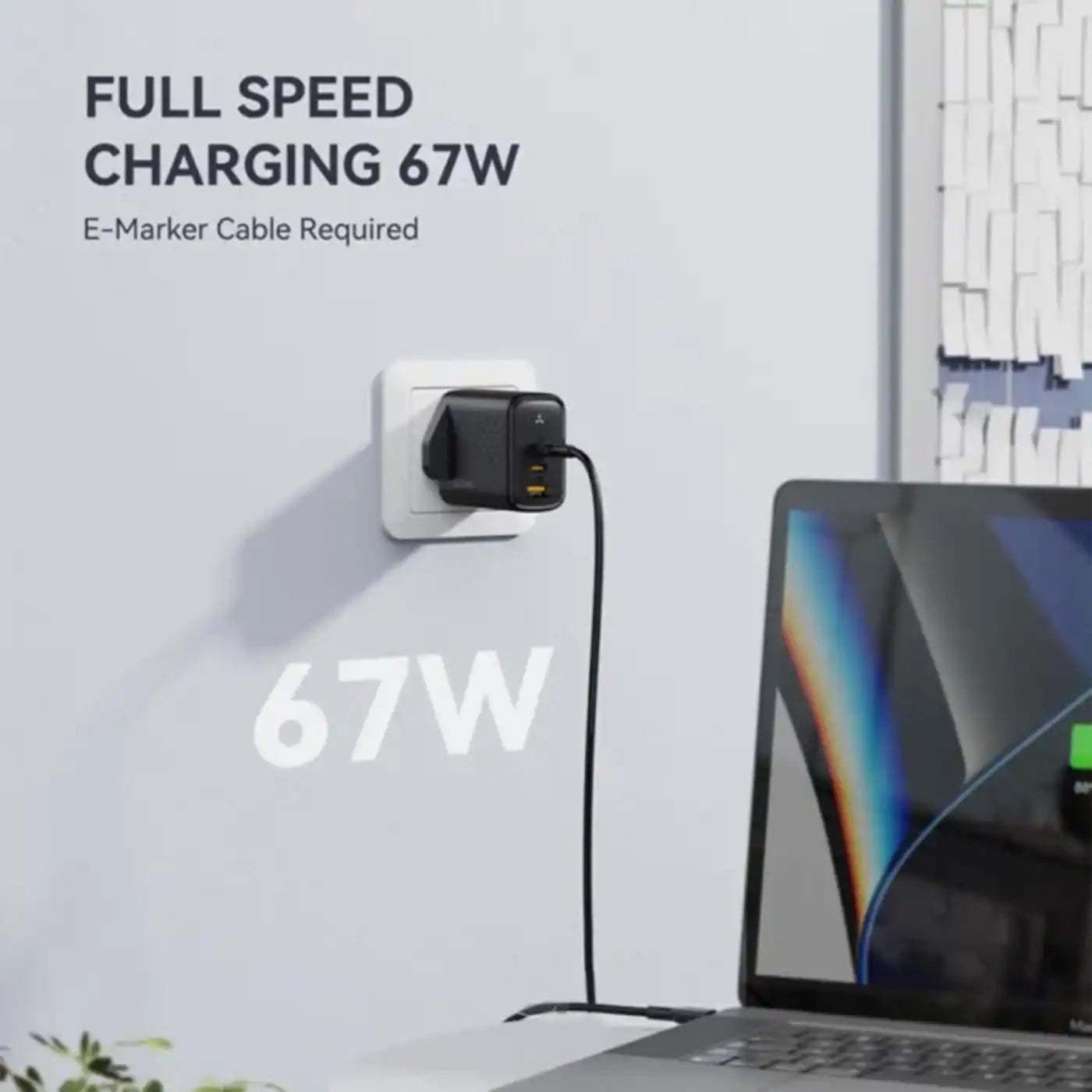 Voltme 67W USB C Charger, 3 Ports Foldable GaN PD Fast Wall Charger