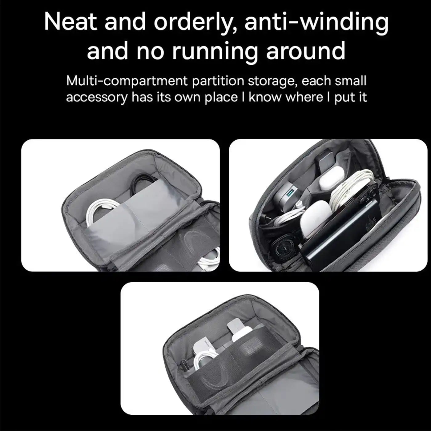 Brave Tech Pouch Organizer Portable Gadget Storage For Travel - BTP-02 - Black