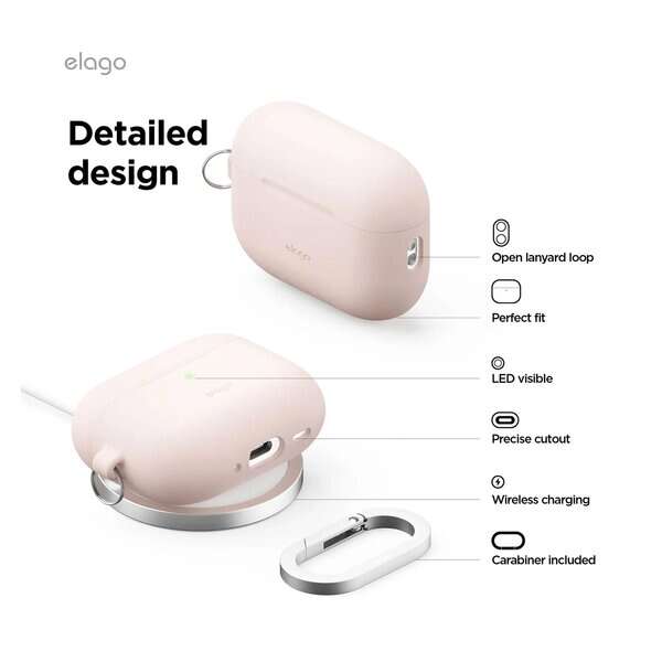 Elago AirPods Pro 3 Silicone Hang Case - Sand Pink product image