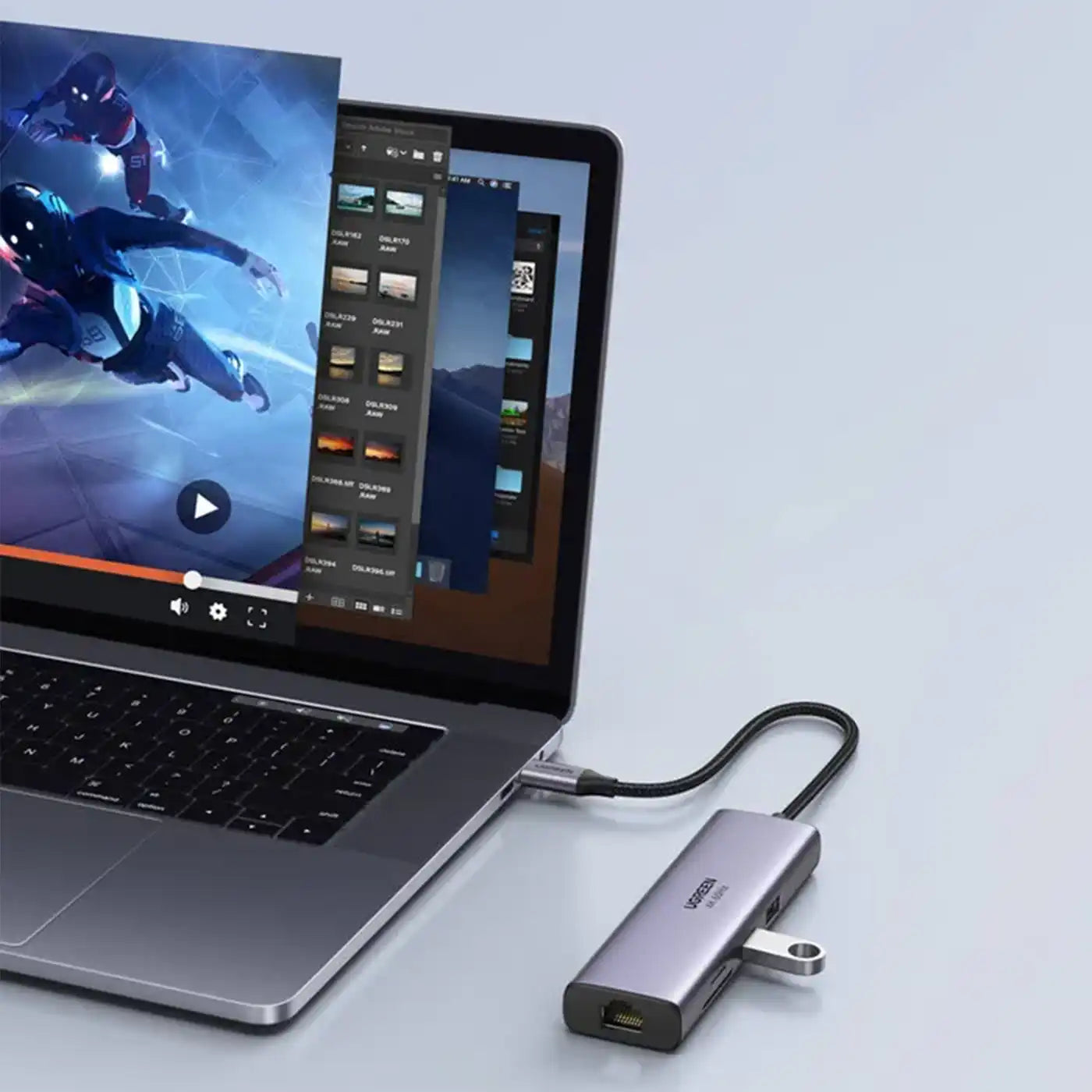 Ugreen 7in1 multi-functional HUB USB Type C - 2x USB 3.2 Gen 1 / HDMI 4K 60Hz / SD and TF card reader / USB Type C PD 100W / RJ45 1000Mbps (1Gbps) gray (60515 CM512)