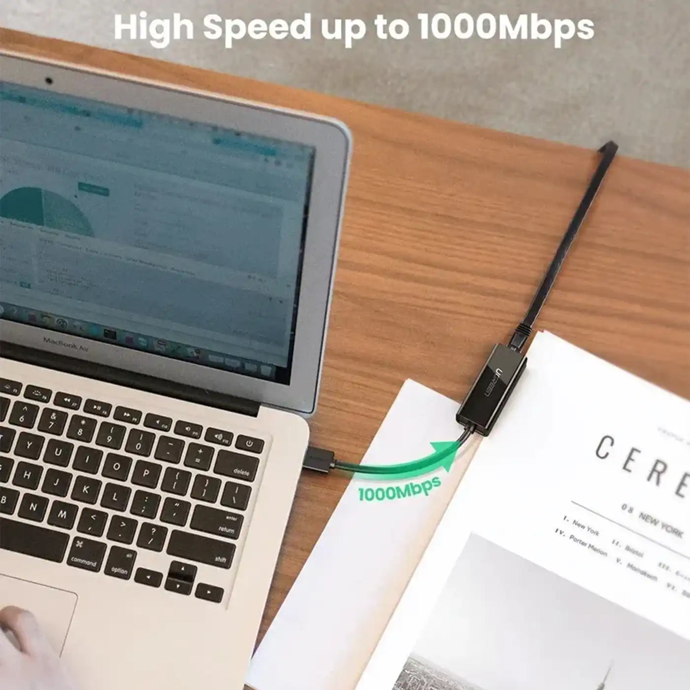 محول ⁦UGreen USB 3.0 Gigabit Ethernet -⁩ أسود