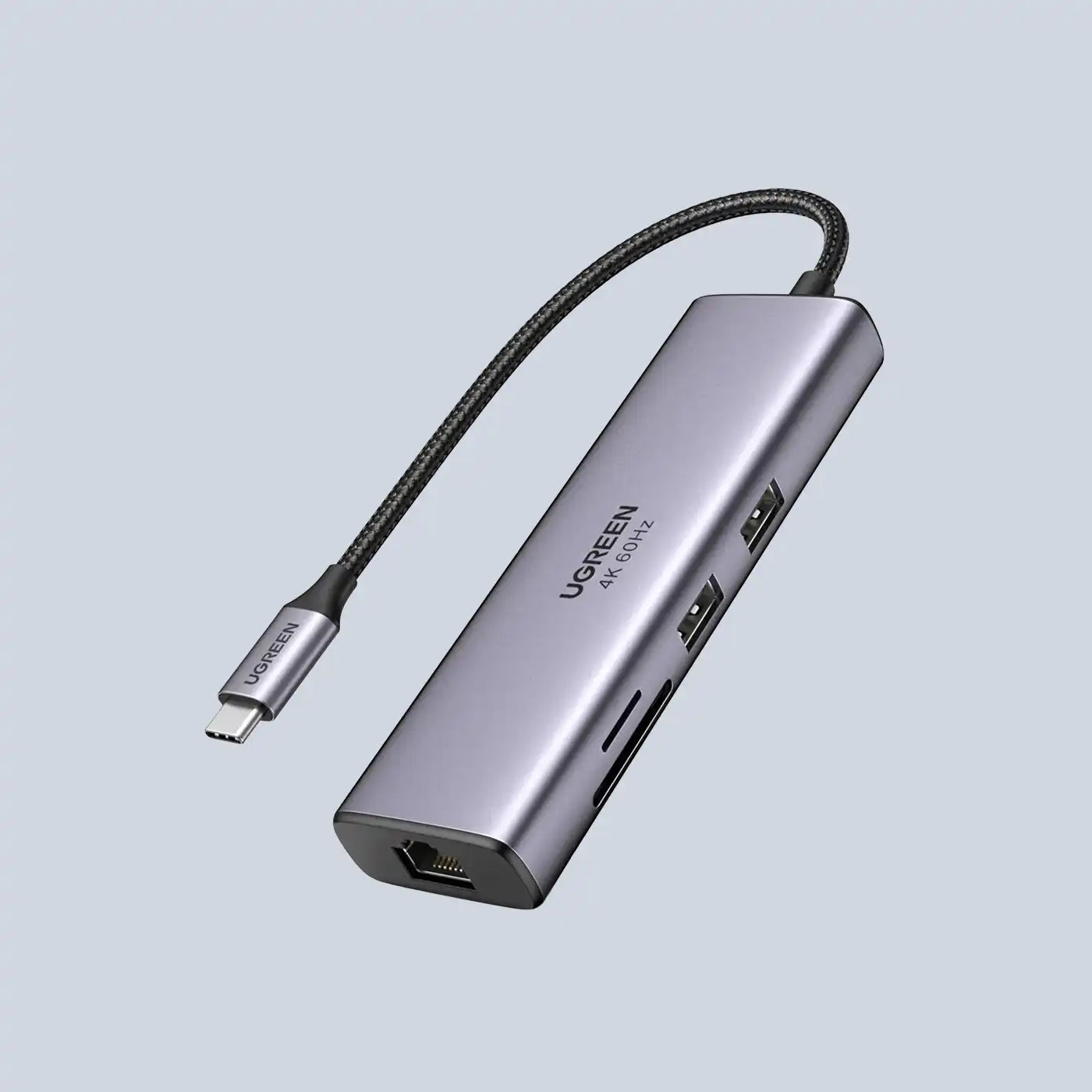 Ugreen 7in1 multi-functional HUB USB Type C - 2x USB 3.2 Gen 1 / HDMI 4K 60Hz / SD and TF card reader / USB Type C PD 100W / RJ45 1000Mbps (1Gbps) gray (60515 CM512)