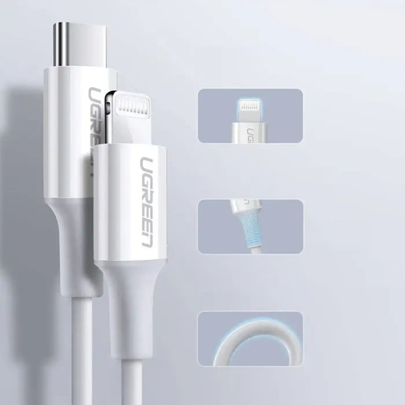 Ugreen cable MFi USB Type C cable - Lightning 3A 1.5 m white (US171)