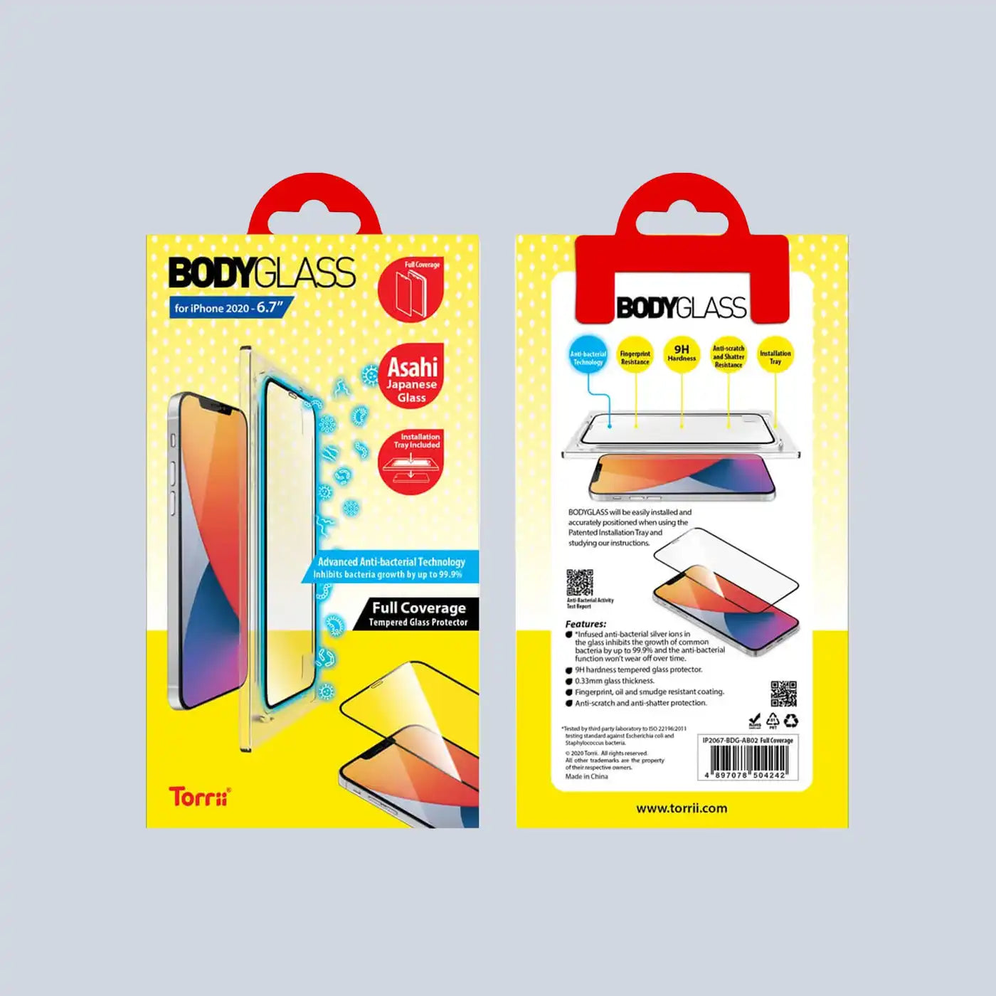 ⁦Torrii BodyGlass⁩ لجهاز ⁦iPhone 12 Pro Max⁩ بغطاء مضاد للبكتيريا - أسود