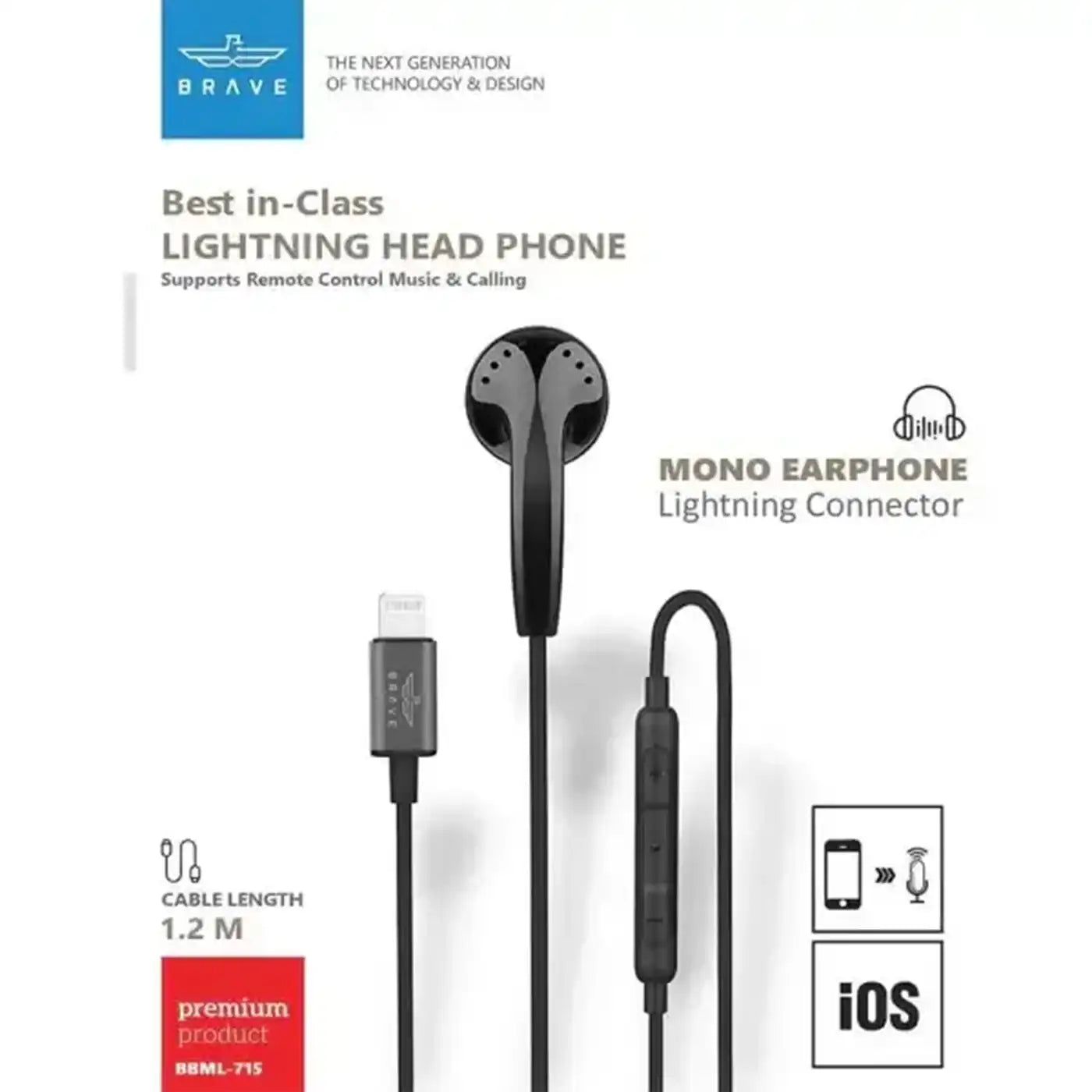 ⁦Brave Mono Earphone Lightning⁩