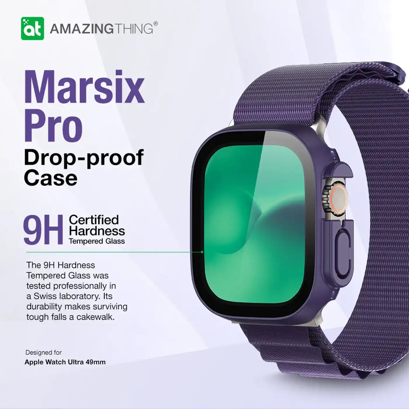 ⁦AmazingThing Marsix Pro Apple Watch Ultra 49mm Case - Deep Purple⁩