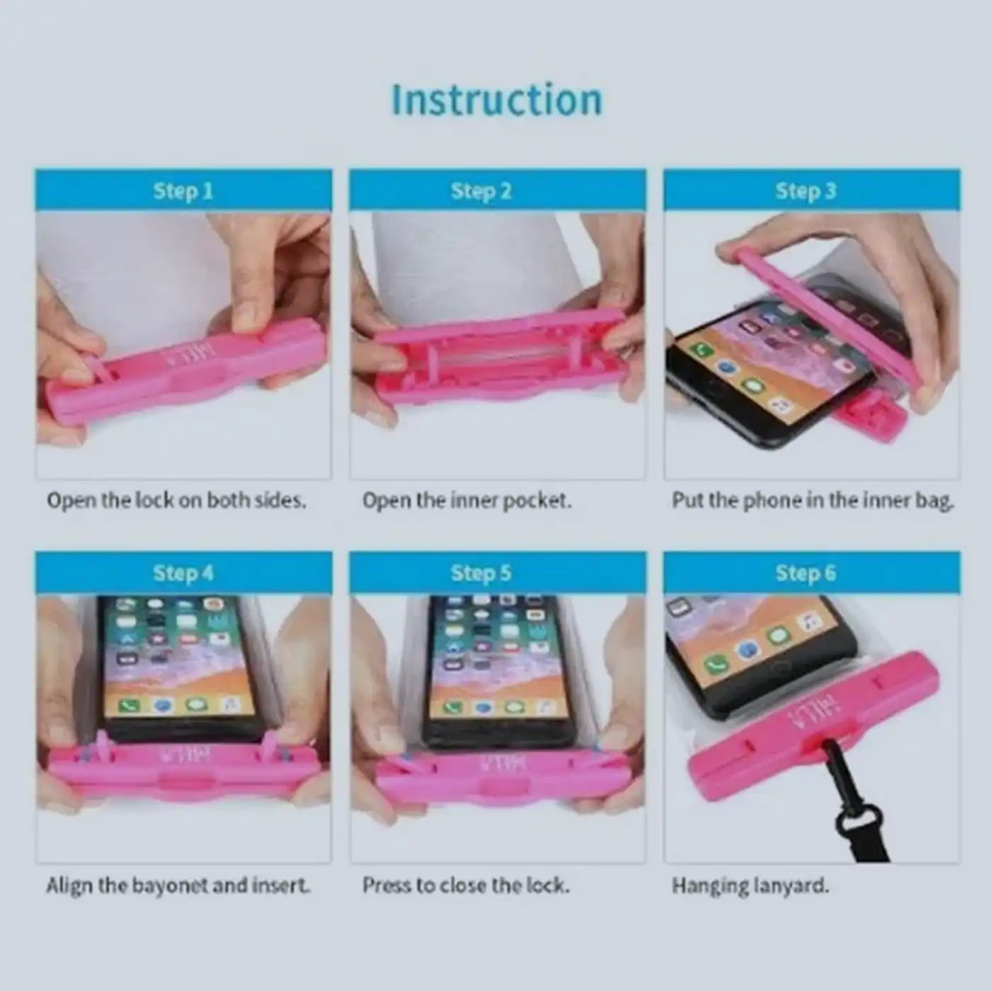 ⁦Mela Universal Smartphone Waterproof Case (Pink)⁩