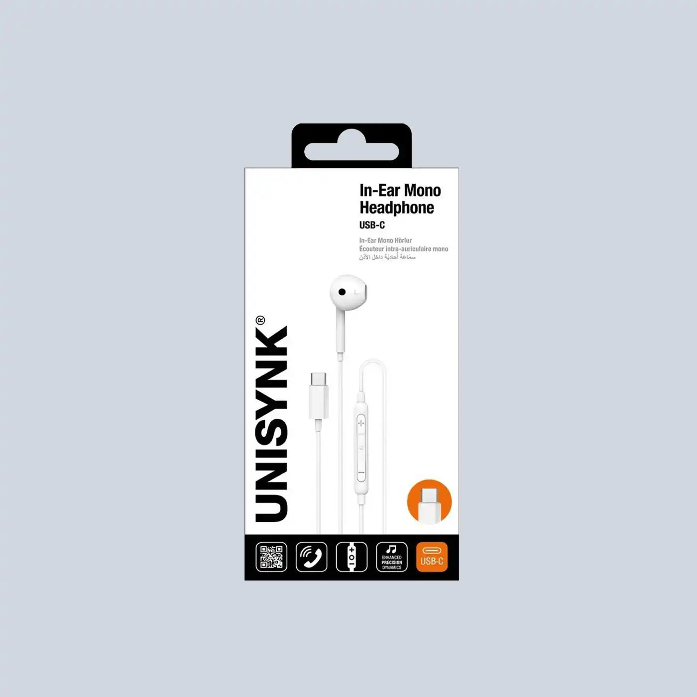 Unisynk Mono Earphones Type c connector - WHITE
