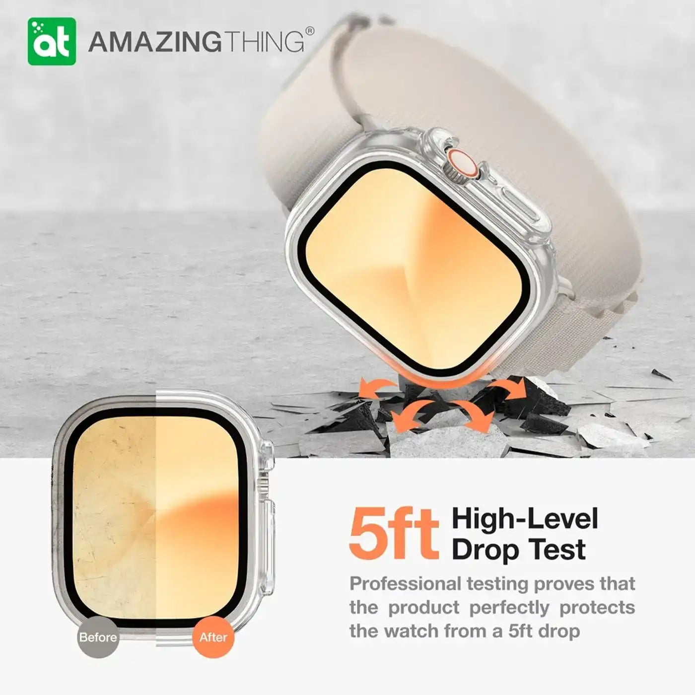 ⁦AmazingThing Apple Watch Ultra Minimal Drop Protection Case 49mm Full Clear⁩
