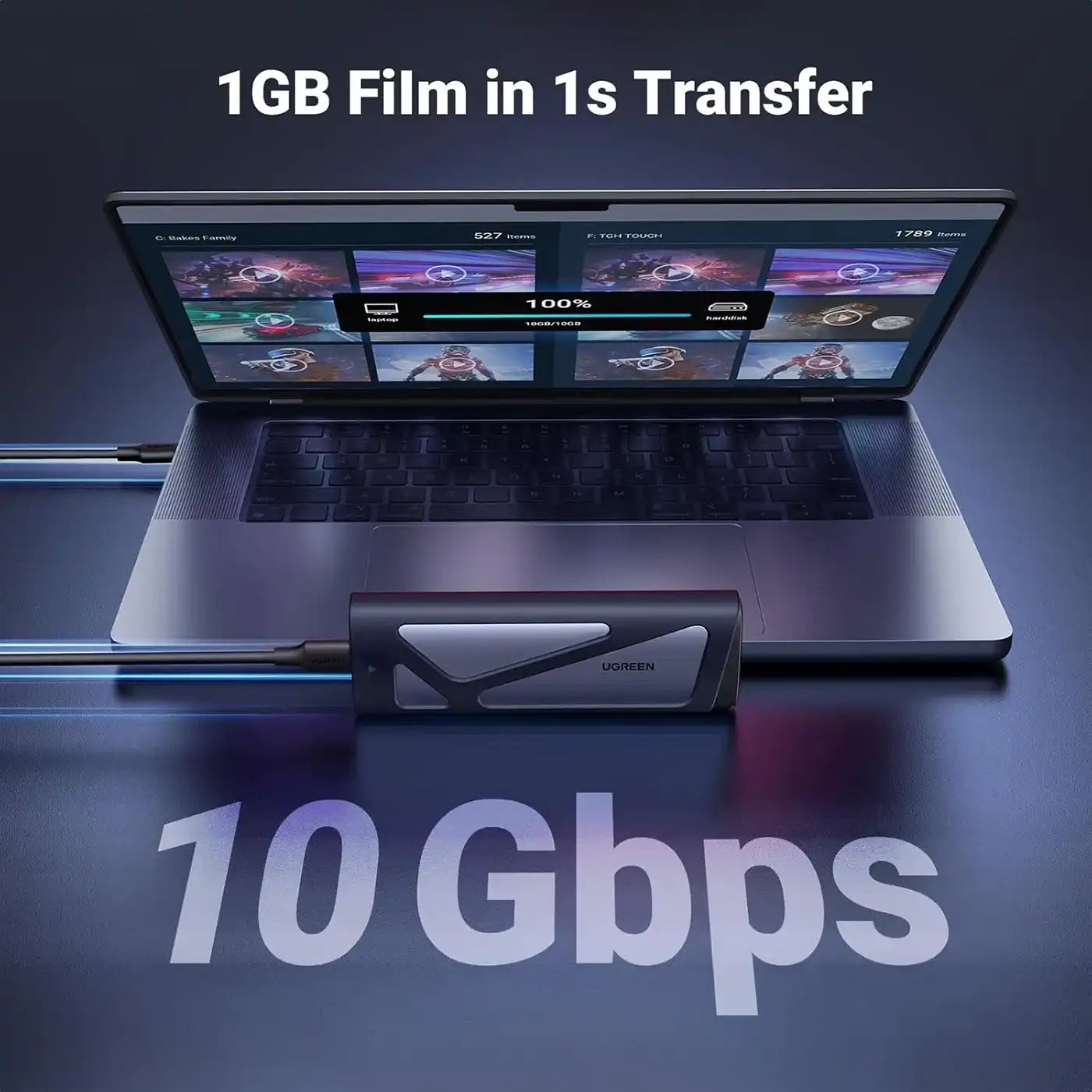 M.2 NVMe Enclosure SSD Adapter, 10Gbps USB C 3.2 Gen2, Tool-Free External Enclosure NVMe Reader