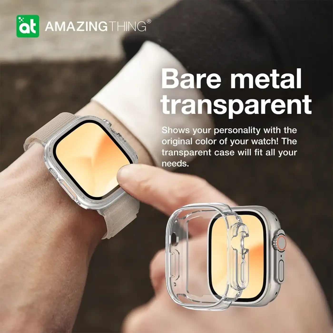 ⁦AmazingThing Apple Watch Ultra Minimal Drop Protection Case 49mm Full Clear⁩