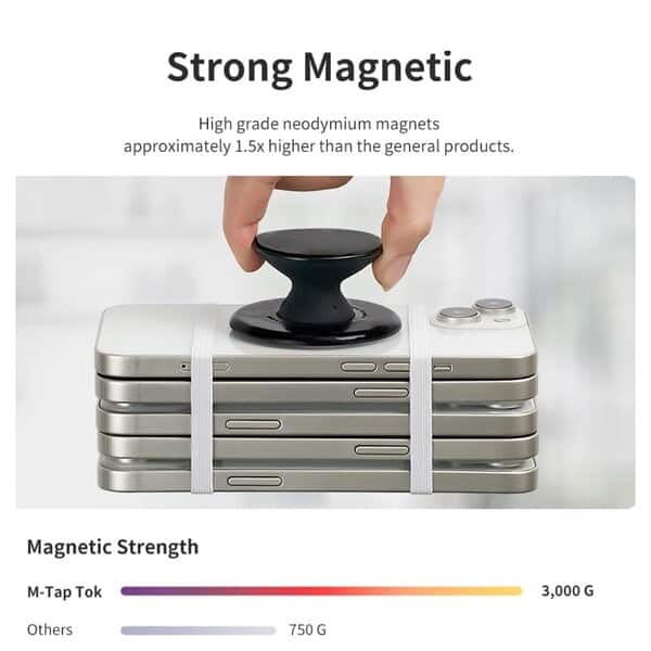 Sinjimoru M-Tap Tok Phone Grip Magnetic Silicone Black product image