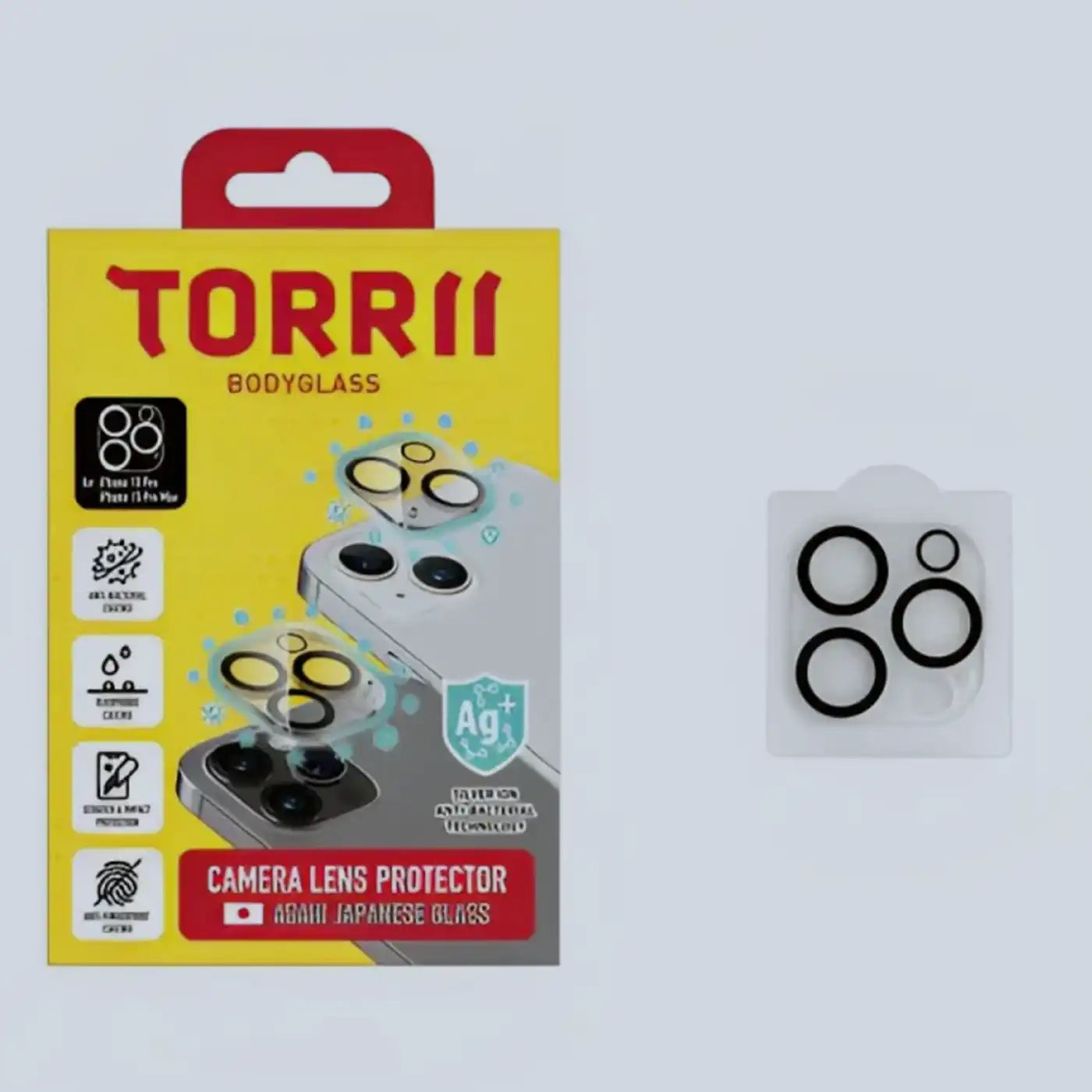 ⁦Torrii Bodyglass⁩ واقي عدسة كاميرا ⁦iPhone 15 Pro / iPhone 15 Pro Max⁩ مضاد للبكتيريا - شفاف