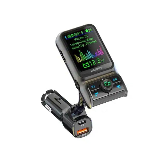 Porodo Dual Port Car Charger FM Transmitter PD 36W QC 18W - Black