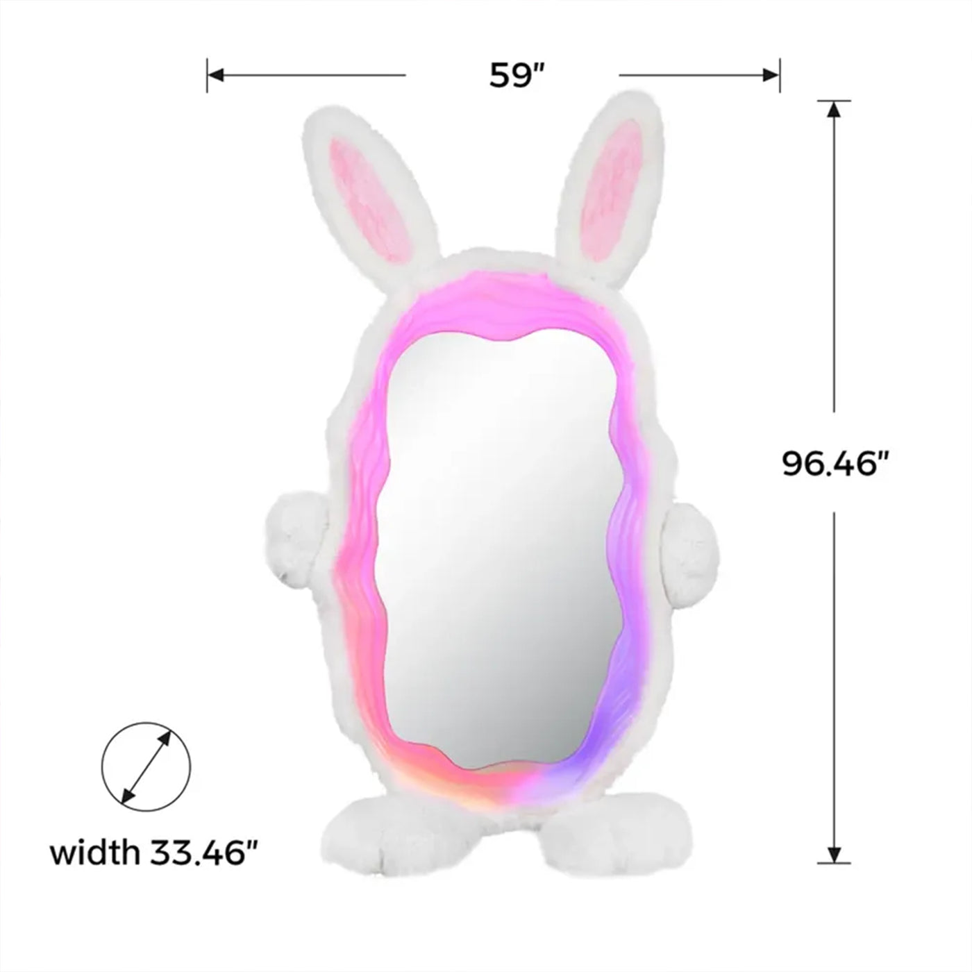 Ingrem Glowing Magic Bunny Mirror RGB Led Full-Length Vanity Mirror product photo