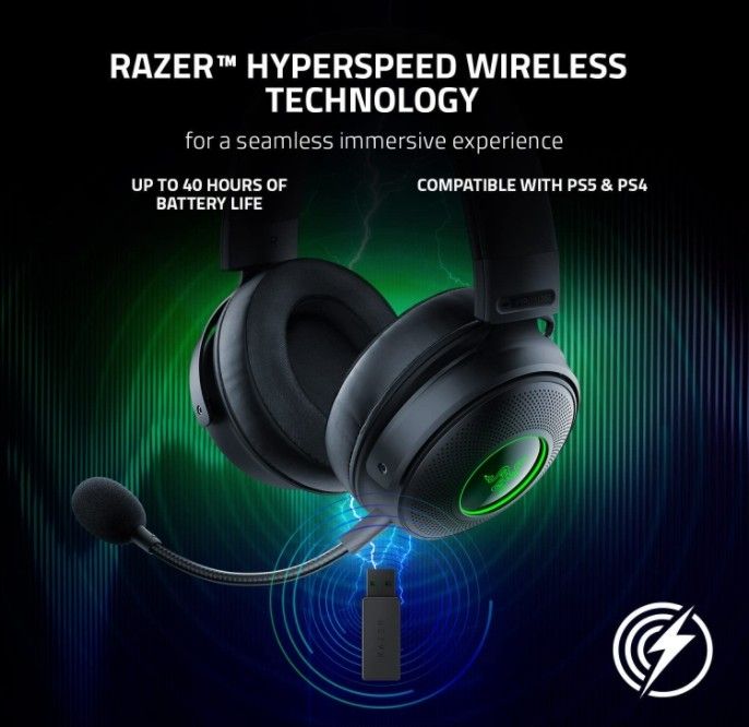 Razer Kraken V3 Pro Wireless Gaming Headset, With Haptic Technology - Black by – Price in Kuwait