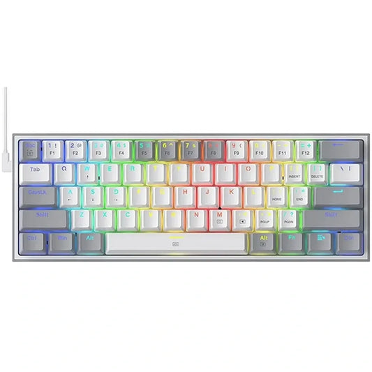 Fizz Rgb Wired Mechanical Gaming Keyboard - White/grey (Dust-proof Red) (English&arabic)