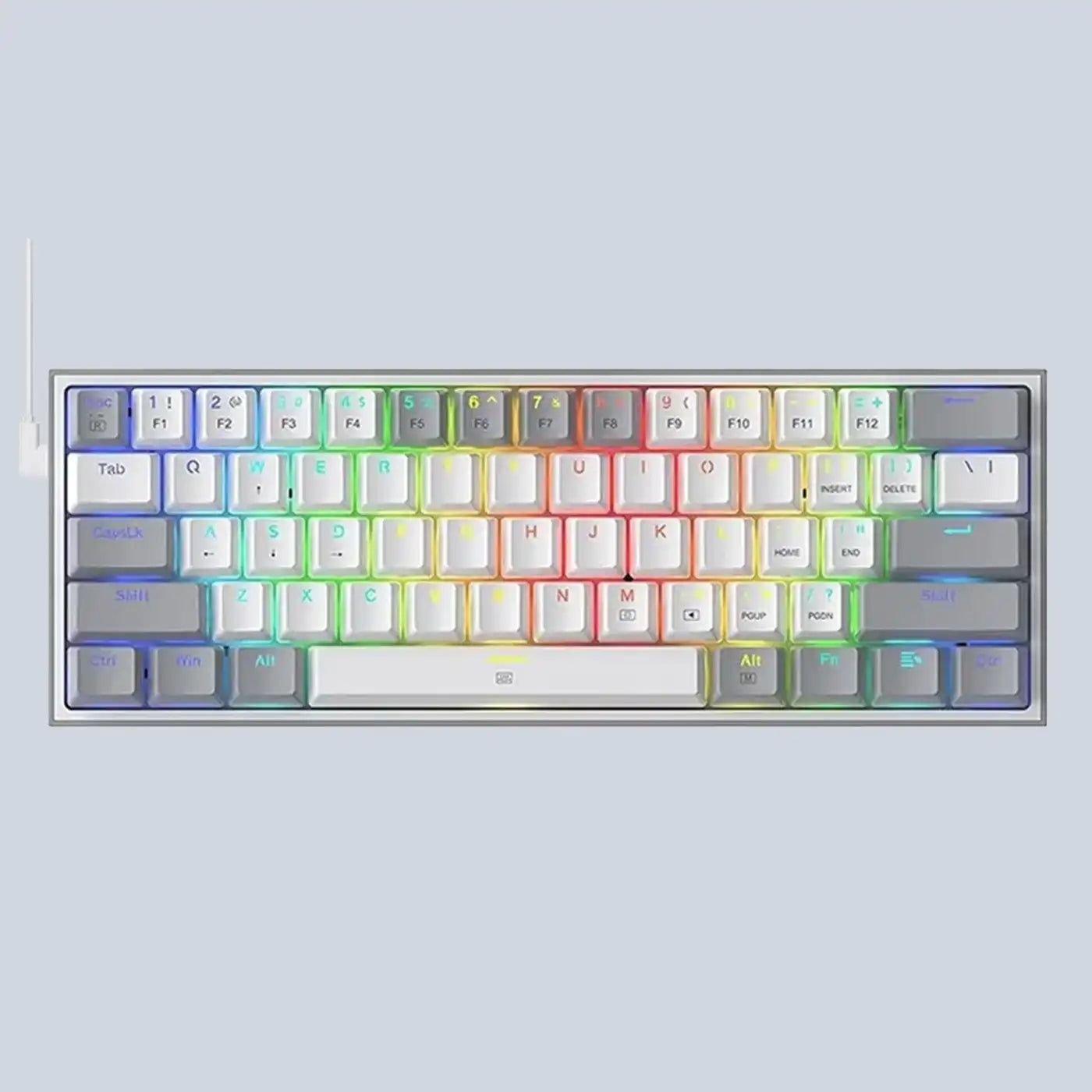 Fizz Rgb Wired Mechanical Gaming Keyboard - White/grey (Dust-proof Red) (English&arabic)