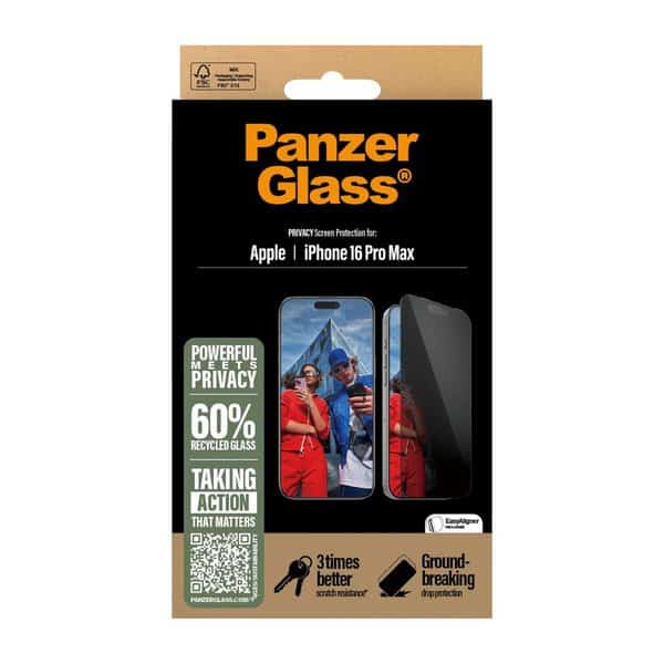 PanzerGlass Privacy Screen Protector iPhone 16 Pro Max Ultra-Wide Fit