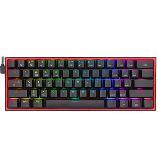 FIZZ K617 RGB USB MINI MECHANICAL GAMING KEYBOARD RED SWITCH 61 KEYS WIRED DETACHABLE CABLE