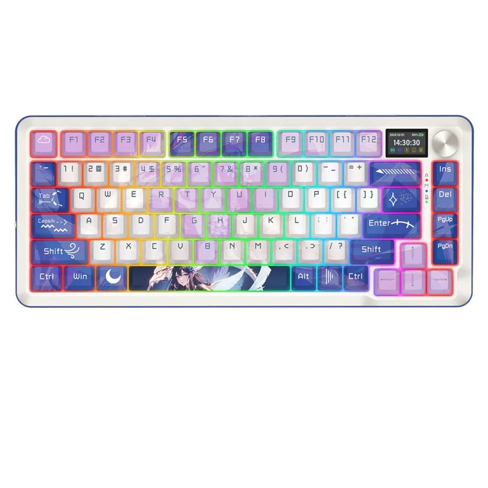 Flekact Pro 3modes Connection With Lcd Screen Gasket Mounted Mechanical Keyboard - Animated Theme