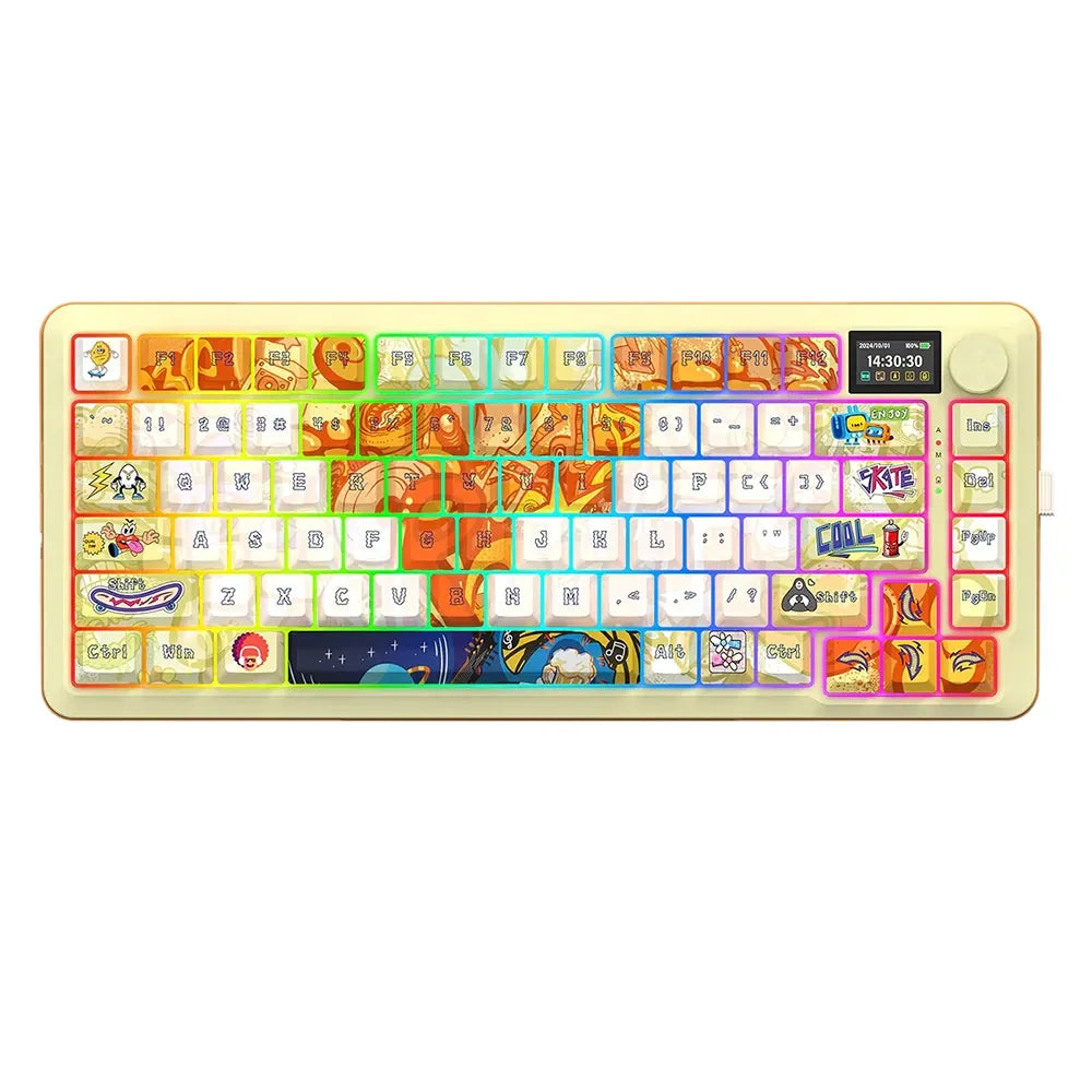 Fleckact Pro Art 3modes Connections With Lcd Screen Gasket Mounted Mechanical Keyboard