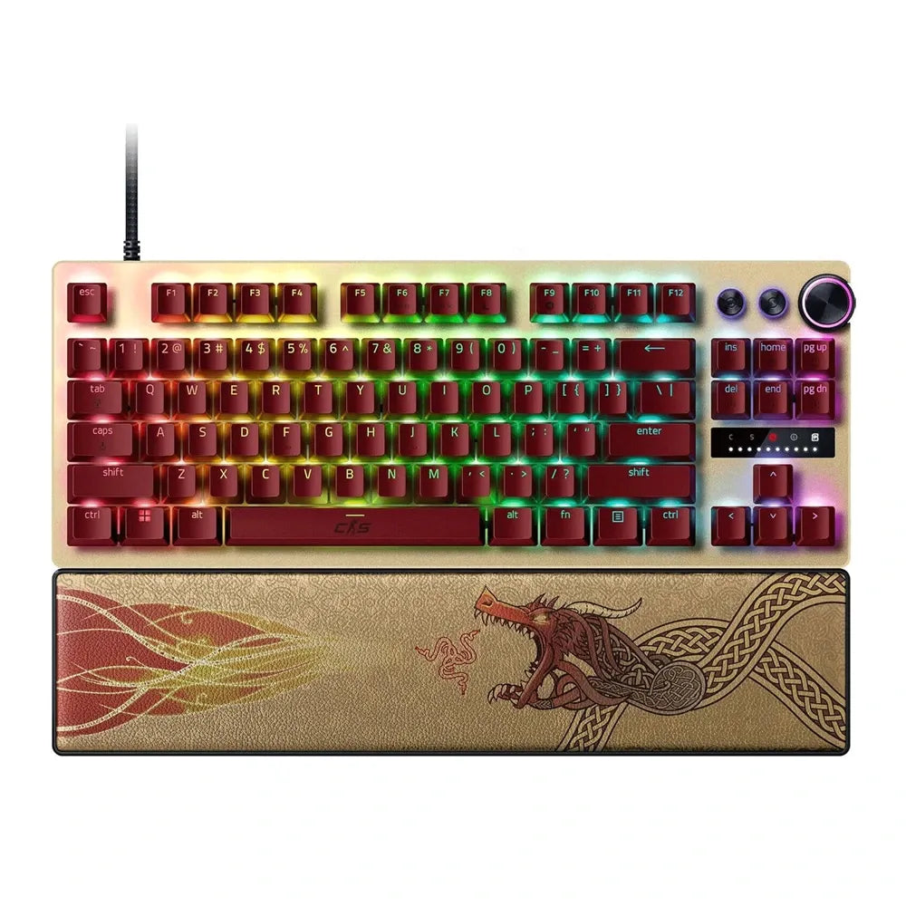Razer Huntsman V3 Pro TKL Esports Counter-Strike 2 Edition Gaming Keyboard, Analog Optical Switches Snap Tap, Rapid Trigger, Adjustable Actuation, Media Keys, PBT Keycaps, Gold