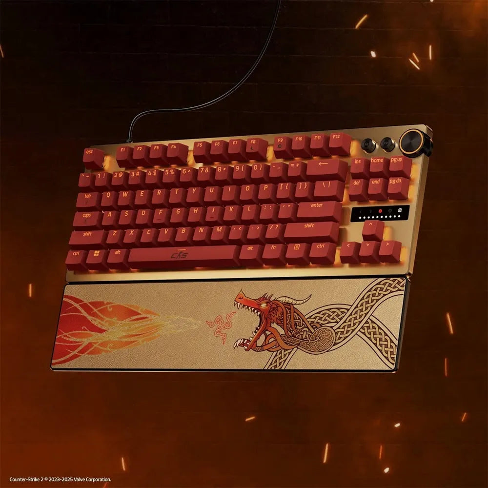 Razer Huntsman V3 Pro TKL Esports Counter-Strike 2 Edition Gaming Keyboard, Analog Optical Switches Snap Tap, Rapid Trigger, Adjustable Actuation, Media Keys, PBT Keycaps, Gold