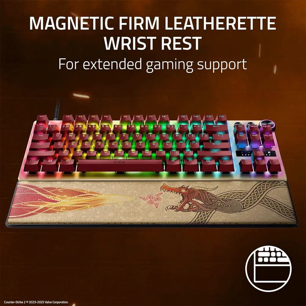 Razer Huntsman V3 Pro TKL Esports Counter-Strike 2 Edition Gaming Keyboard, Analog Optical Switches Snap Tap, Rapid Trigger, Adjustable Actuation, Media Keys, PBT Keycaps, Gold